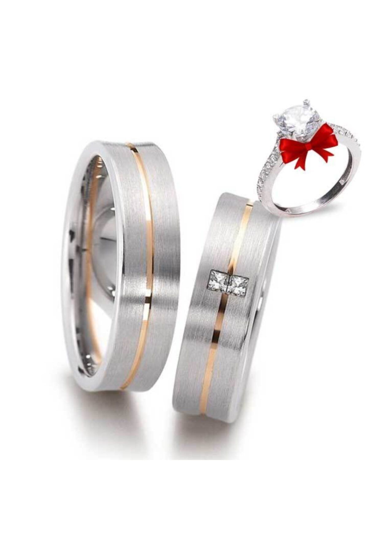 Gümüşcüm Kadın Dikdörtgen Taş Gümüş Alyans Modeli Nişan Yüzüğü