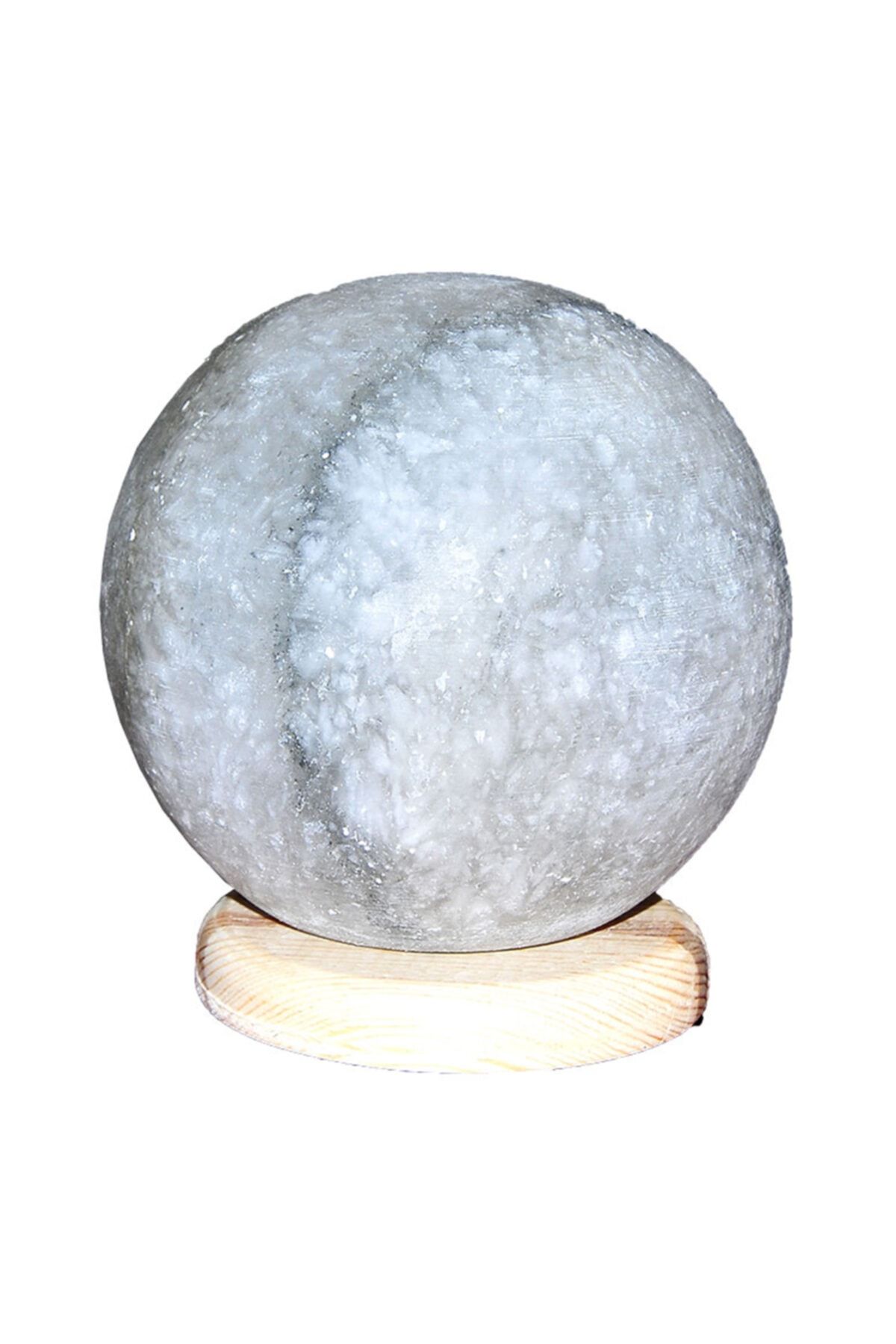 LokmanAVM Küre Şekilli Doğal Kaya Tuzu Lambası Kablolu Ampullü Beyaz 3-4 kg