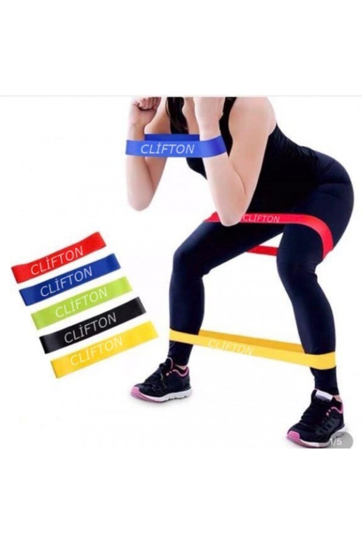 Leyaton Pilates Direnç Lastiği Aerobik Yoga Gym Egzersiz Bandı Spor Seti Plates 5'li Bant Seti