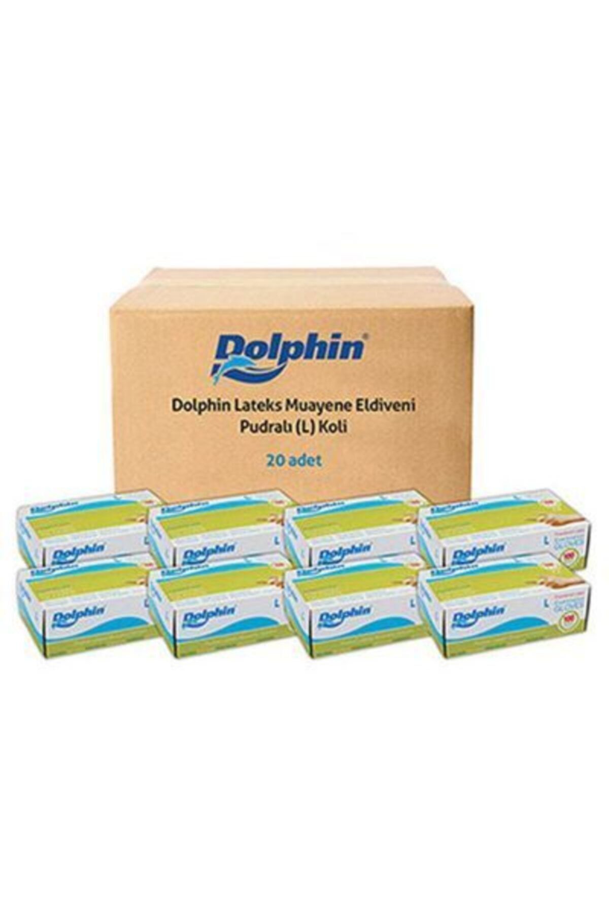 Dolphin Latex Pudralı Muayene Eldiveni L Beden 20 Paket 2000 Adet