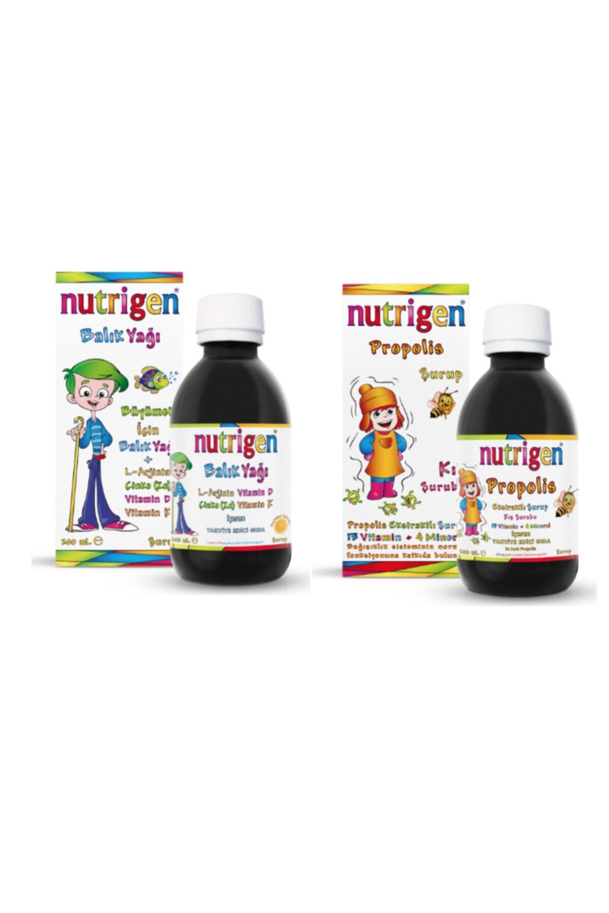 Nutrigen Çocuklar Için Vitamin Şurup Seti-balık Yağı Şurubu 200 ml Propolis Ekstratlı Kış Şurubu 200 ml