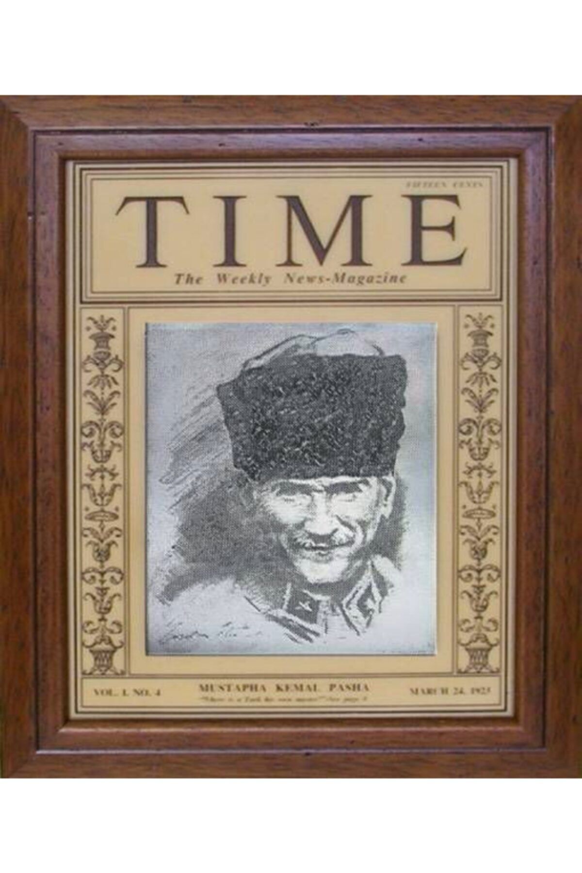ehobim Kuka Mustafa Kemal Atatürk Time Dergisi Kapağı 990 Gümüşlü Masif Tablo 30cm