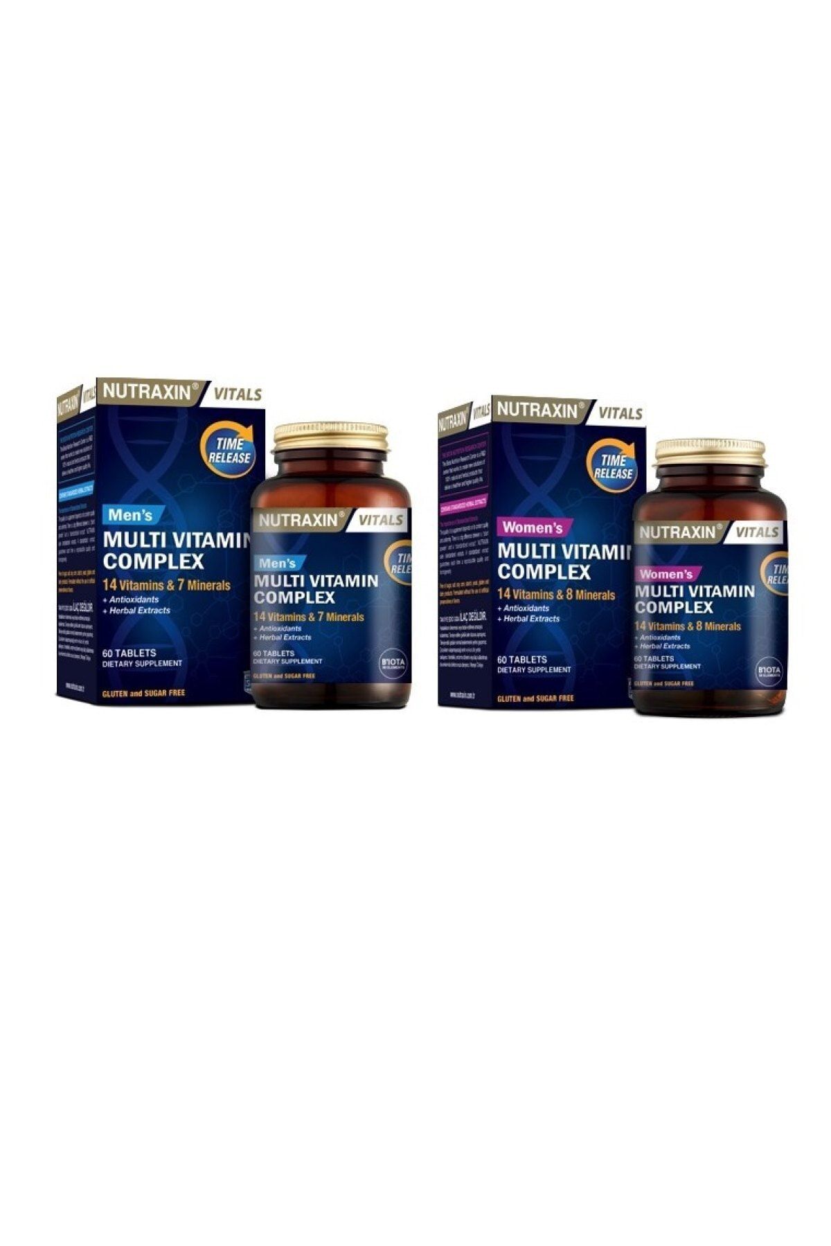 Nutraxin Vitamin Mineral Complex Erkekler Için 60 Tablet + Kadınlara Özel Multi Vitamin 60 Tablet