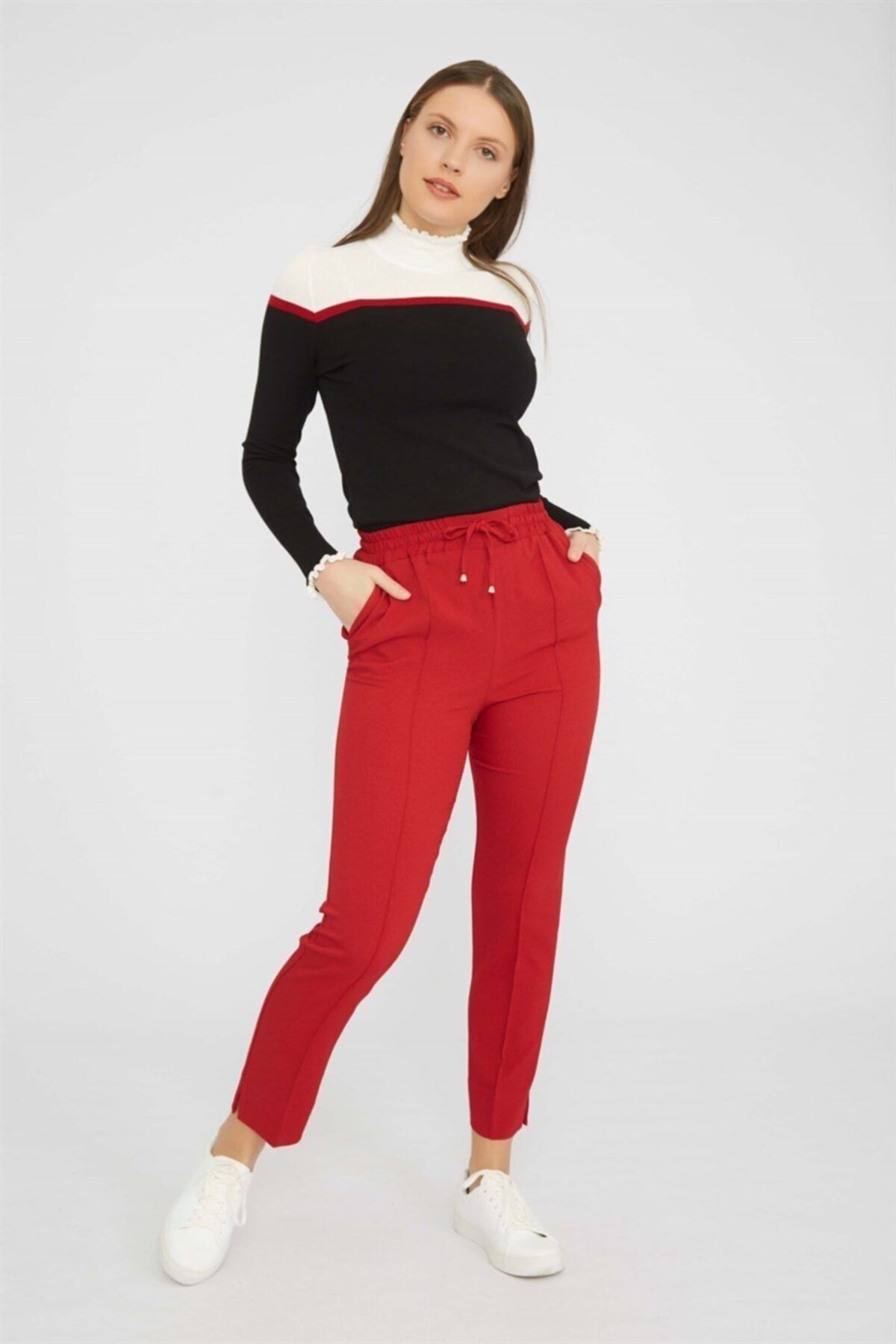 Chima Kadın Kırmızı Lastikli Pantolon K18PA052