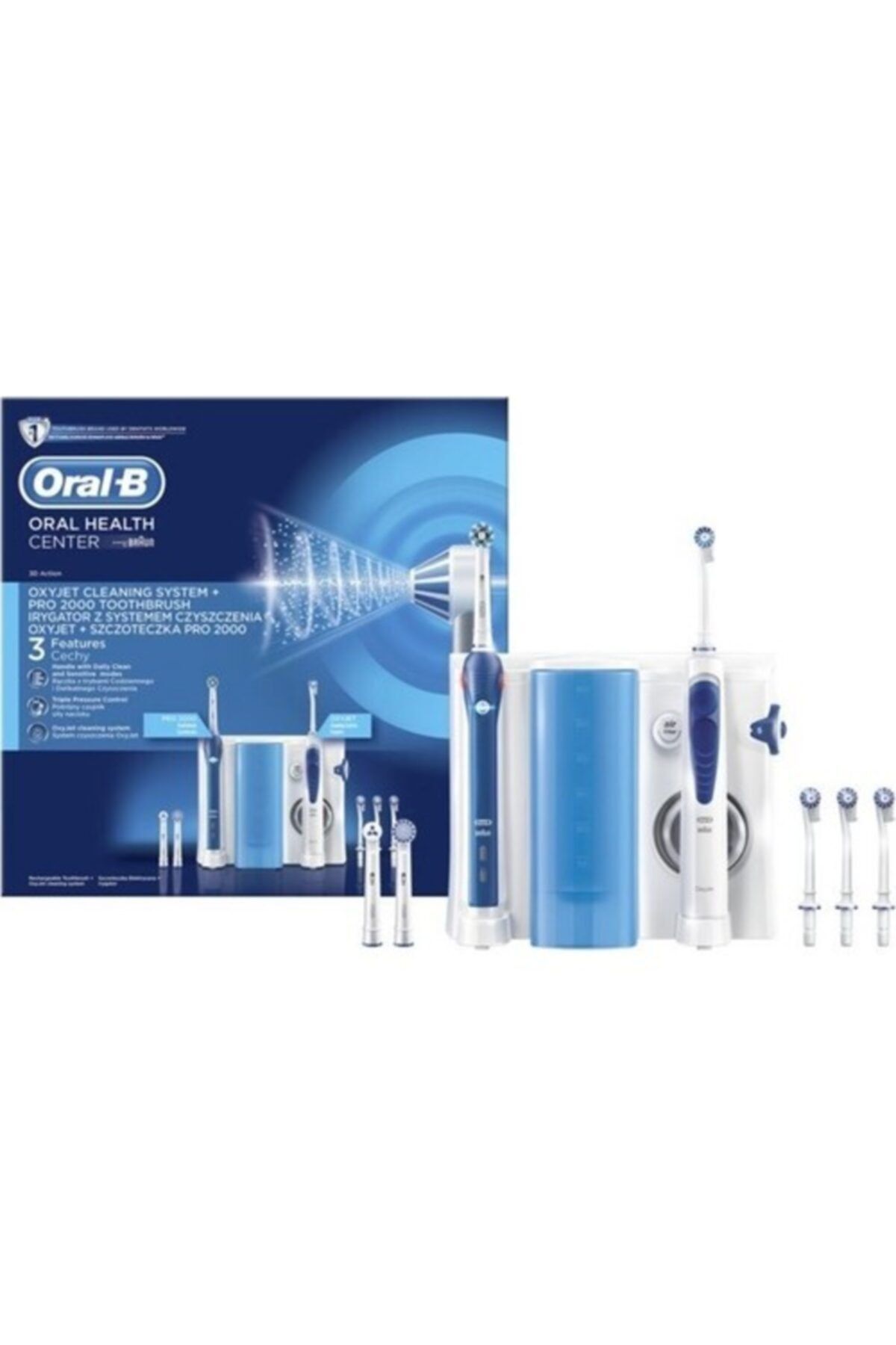 Oral-B Oxyjet Ağız Duşu Center Oc501 + Pro 2000 Diş Fırçası Bakım Seti