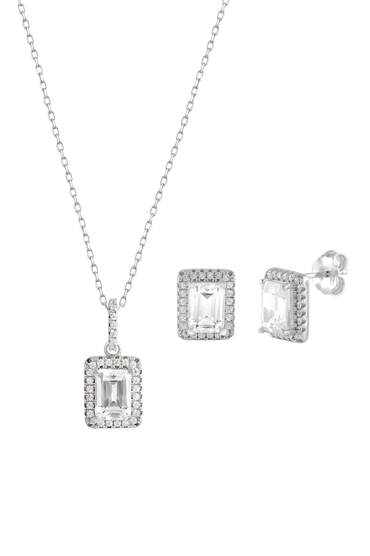 Afrodit Silver Baget Taşlı Gümüş Set