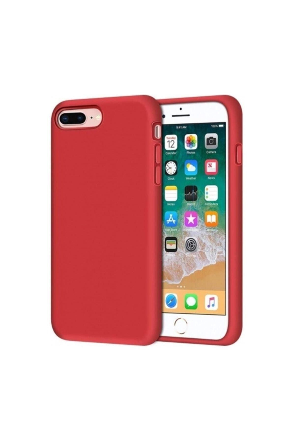 Zengin Çarşım Iphone 7 Plus - 8 Plus Içi Kadife Lansman Silikon Kılıf Kırmızı