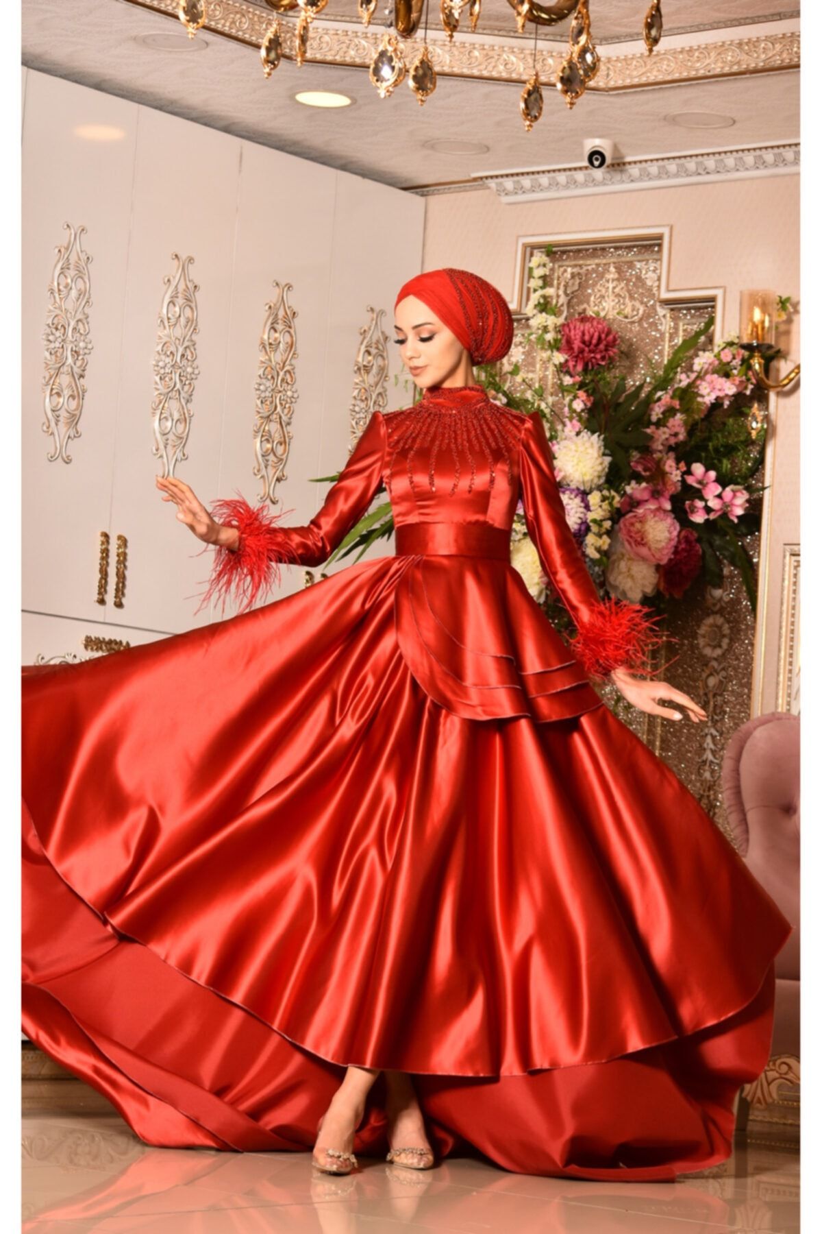 MAHİDEVRAN Alev Kırmızı Abiye Elbise