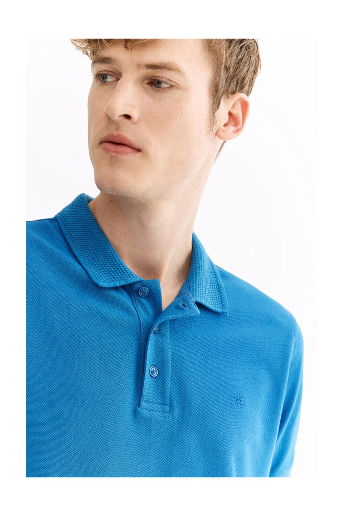 Avva Erkek Koyu Mavi Polo Yaka Düz T-shirt A01b1146