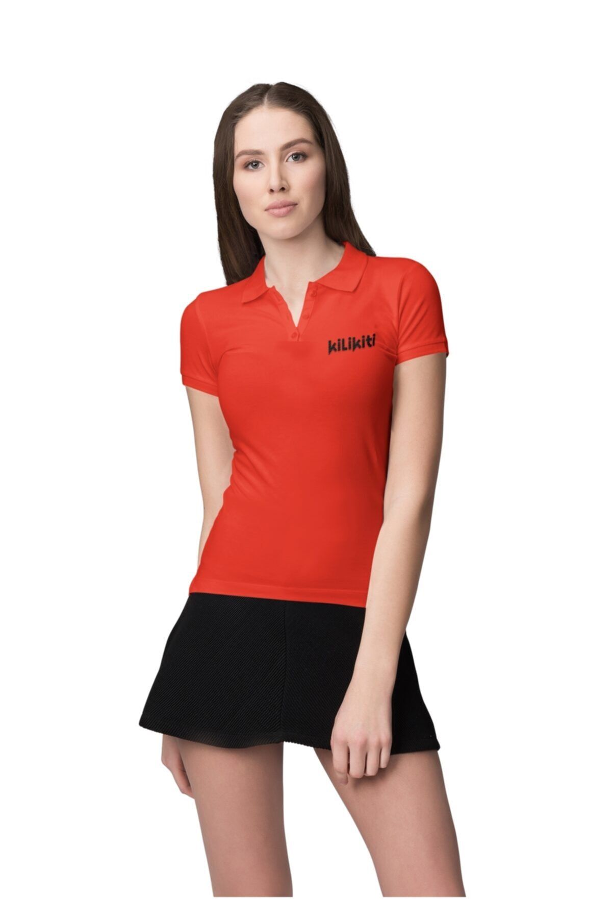 KİLİKİTİ Kadın Spor T-shirt Polo Yaka Kırmızı