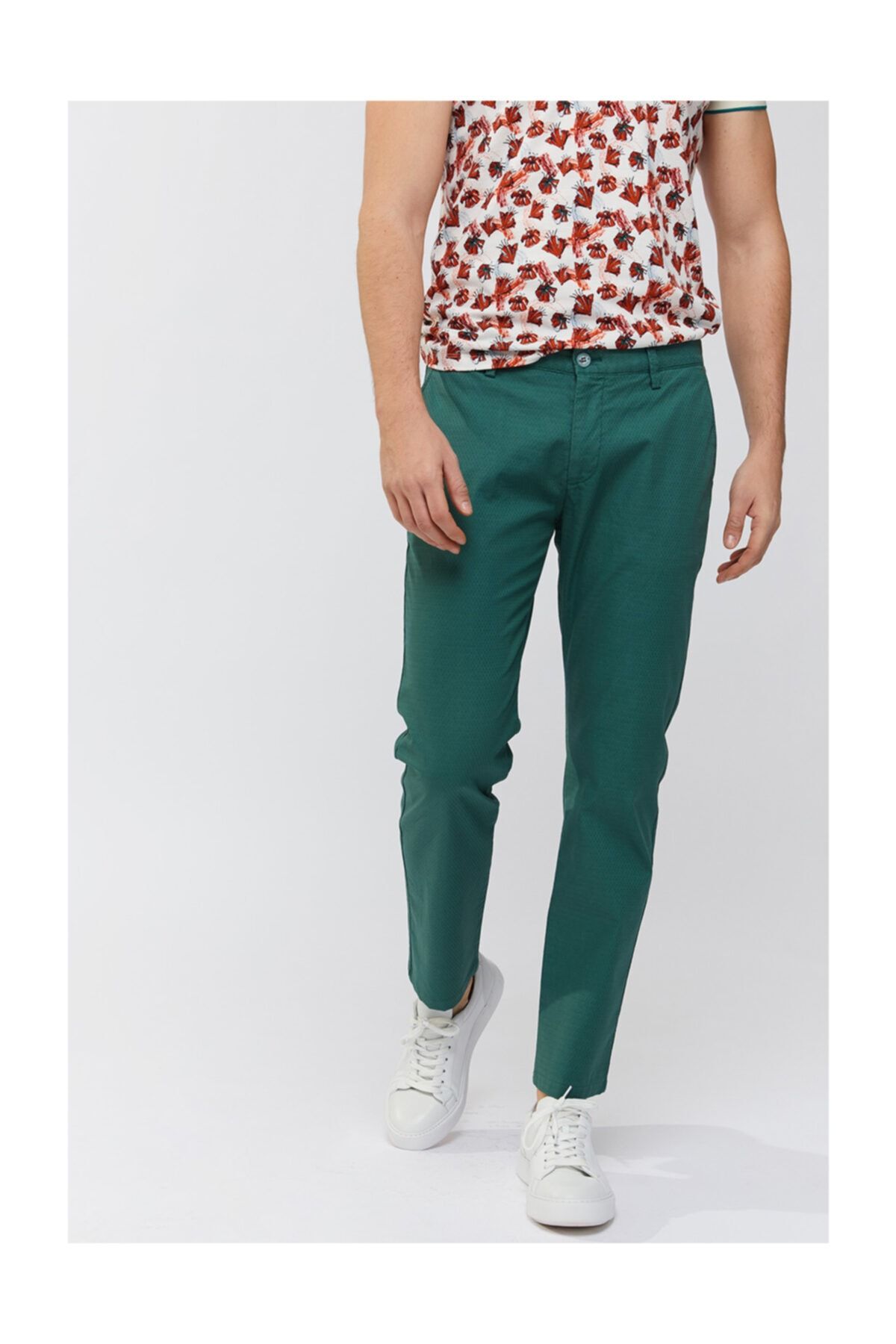 Avva Erkek Yeşil Yandan Cepli Mikro Desenli Slim Fit Pantolon A91y3018
