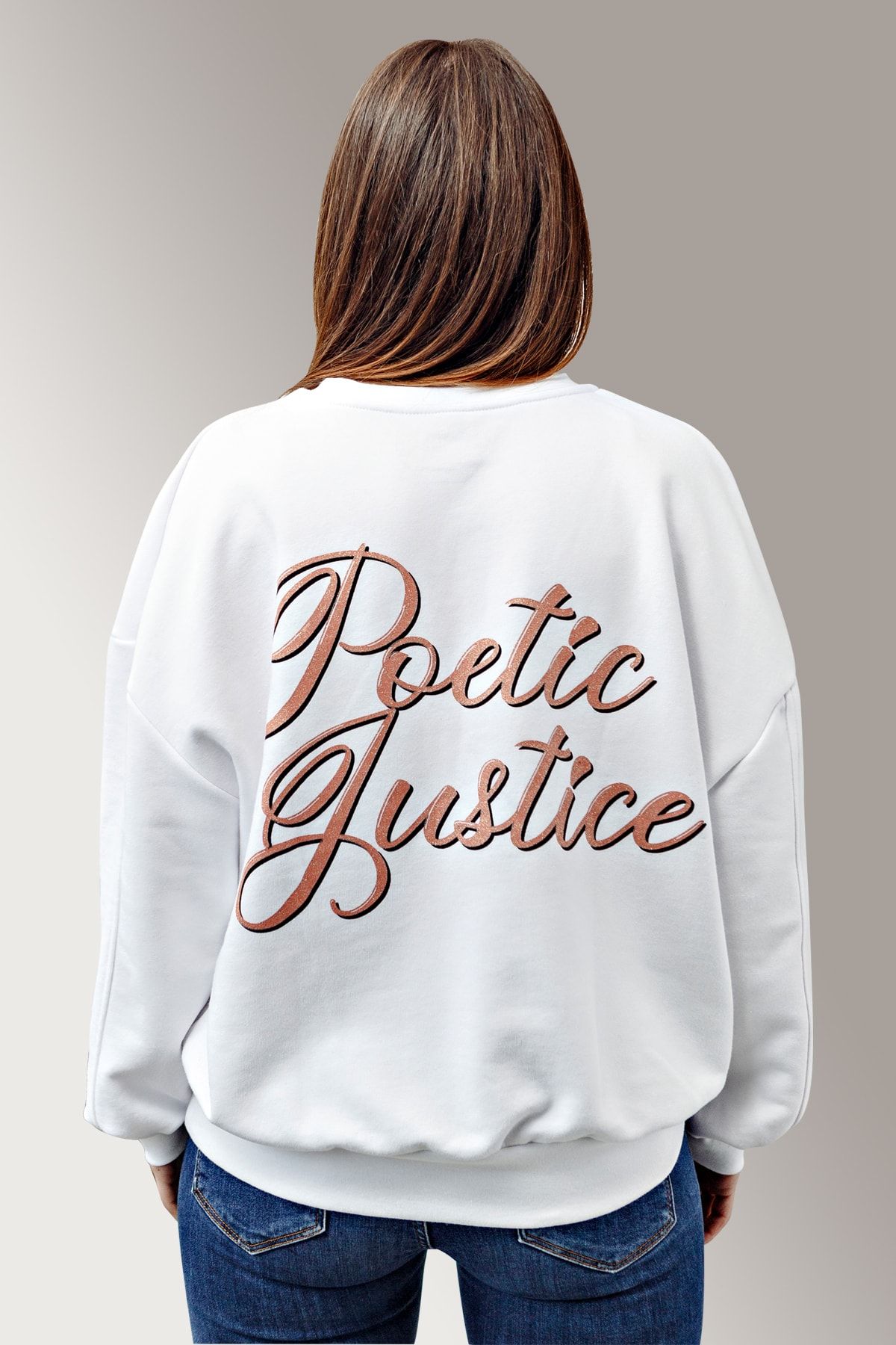 Untitled Atelier Poetic Justice Pembe Slogan Baskılı Retro Tasarım Sweatshirt