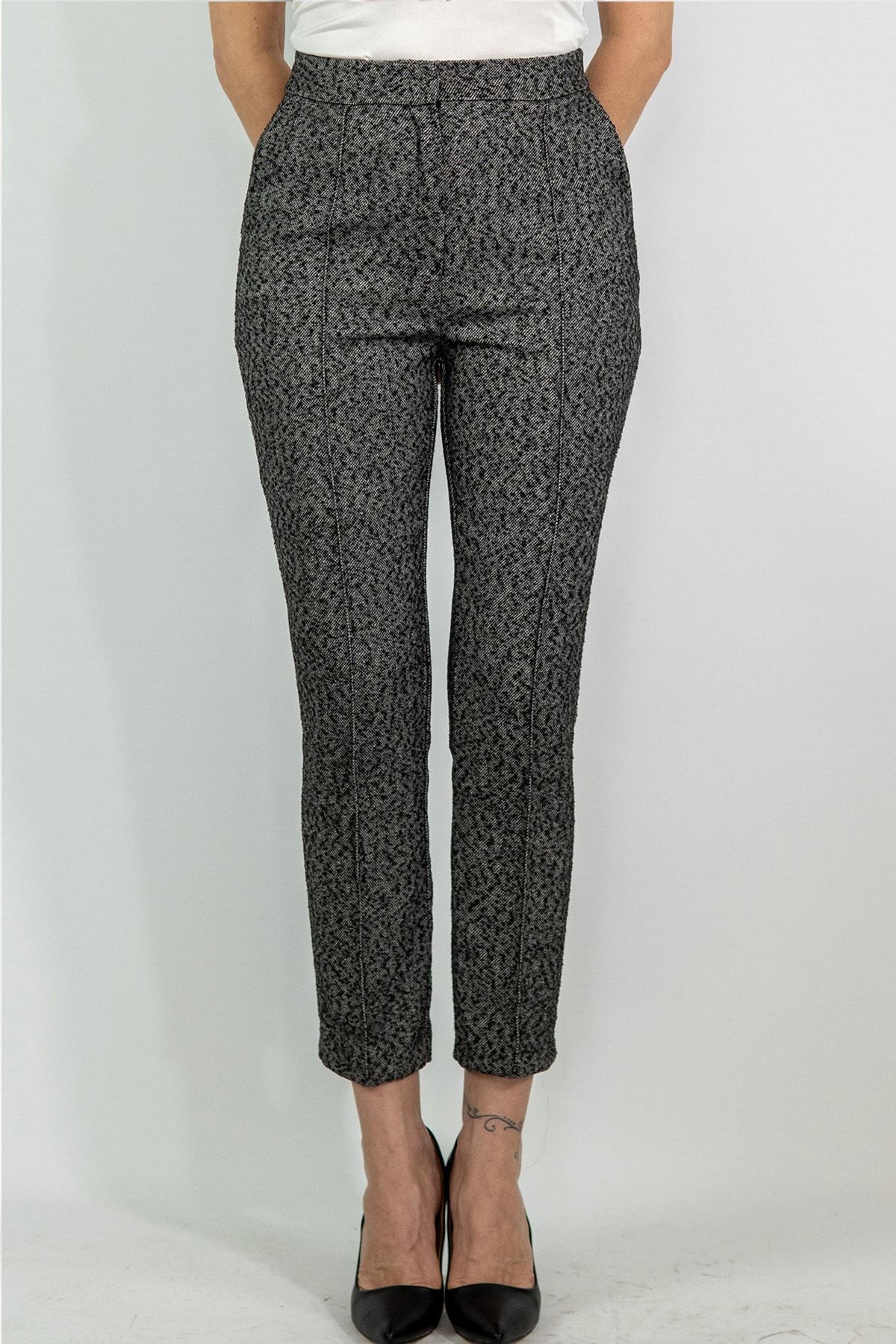 Lefon Tweed Klasik Kaşe Pantolon