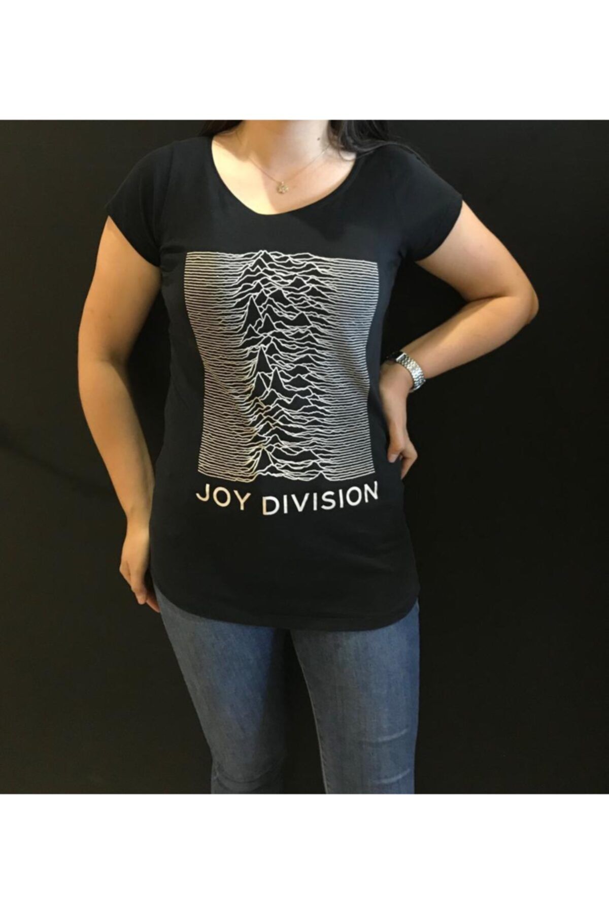 Panda Kadın Siyah Joy Division Baskılı T-shirt