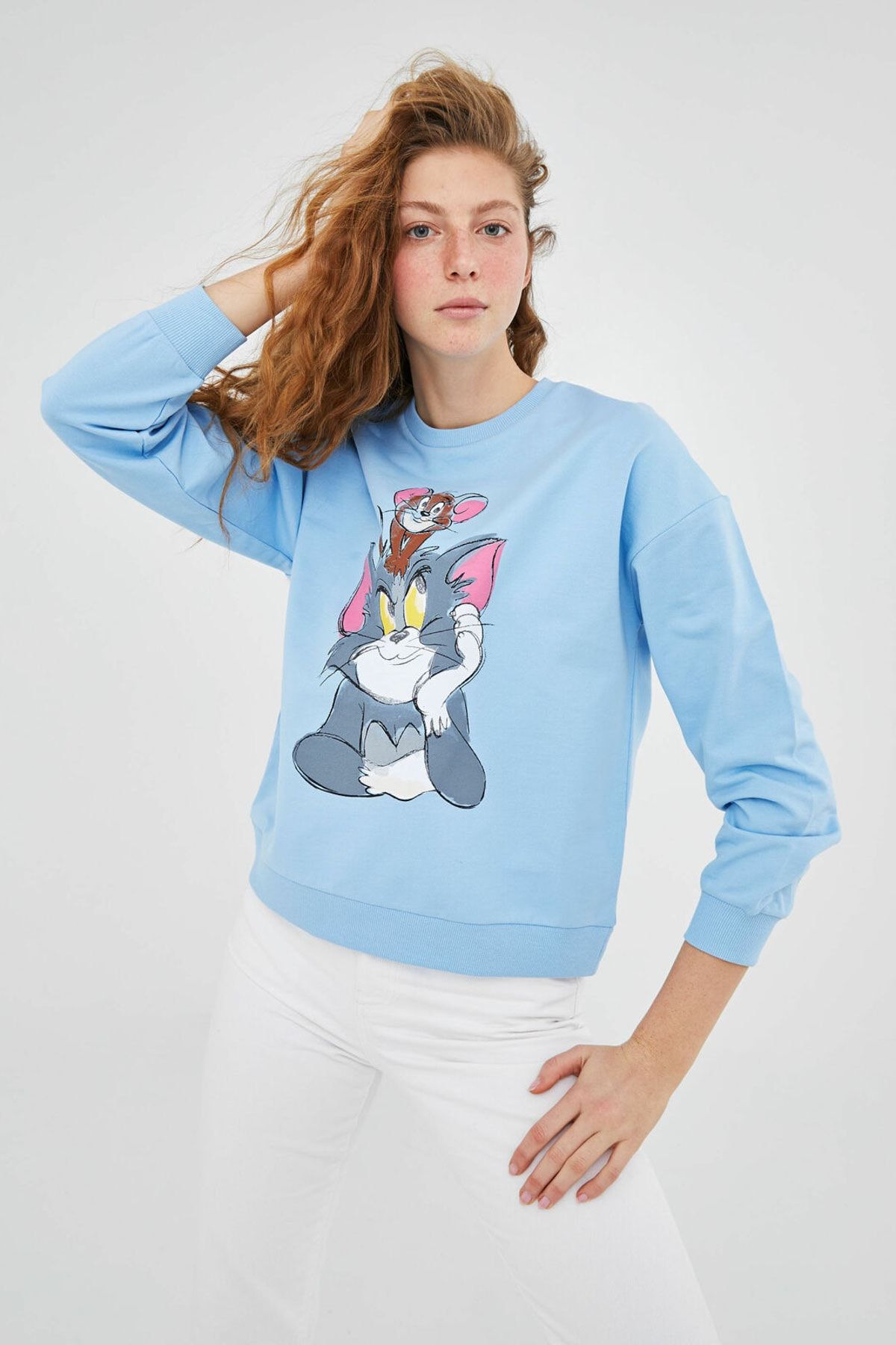 LC Waikiki Kadın Mavi Tom&Jerry Sweatshirt