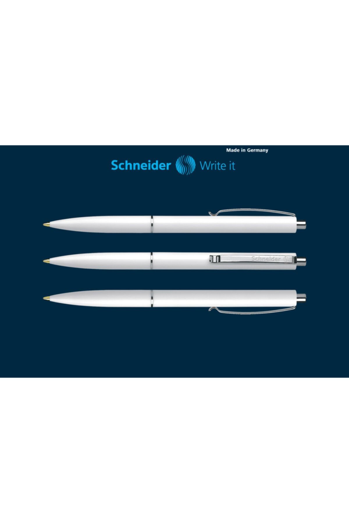 Schneider K15 Tükenmez Kalem (250 Adet) (beyaz Renk) (mavi Refilli)