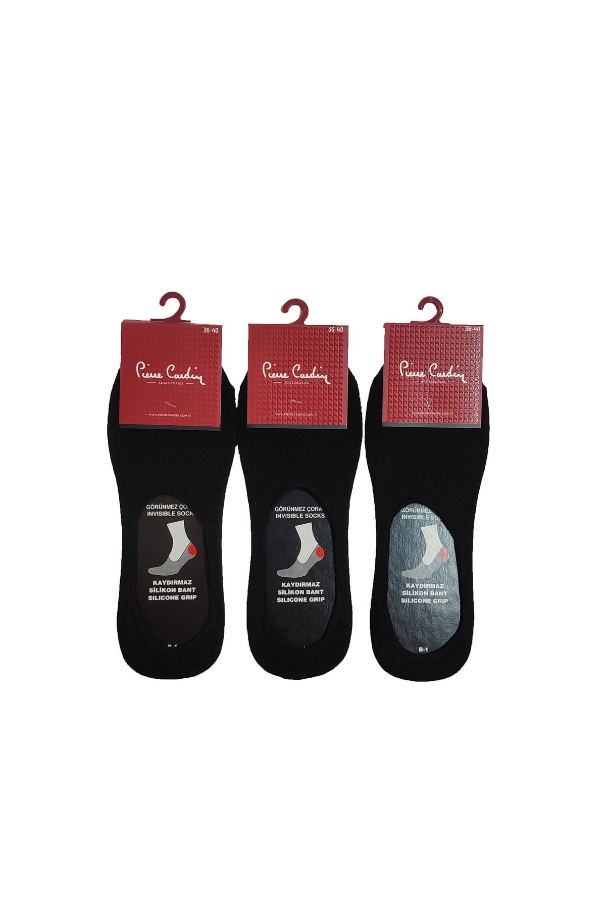 Pierre Cardin Pamuk Feluka Görünmez Kadın Çorap 3'lü Siyah