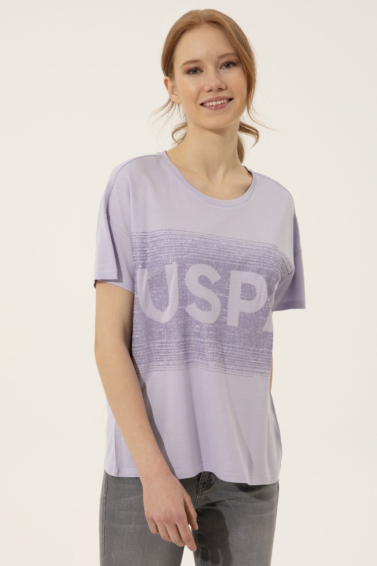 U.S. Polo Assn. Kadın Lila T-shirt