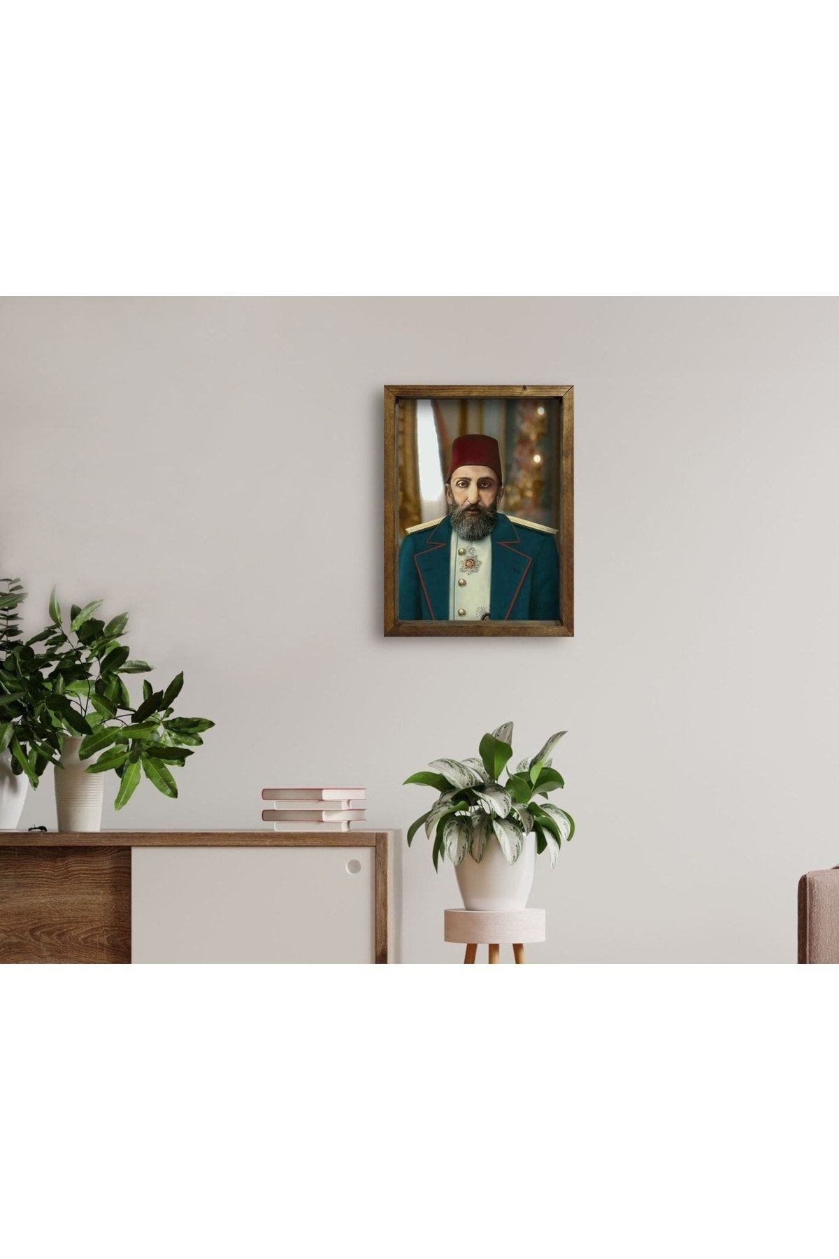 Bk Home Dekor Bk Home Sultan Iı Abdülhamid Han Tasarımlı Doğal Masif Ahşap Çerçeveli Tablo 45x65cm-7