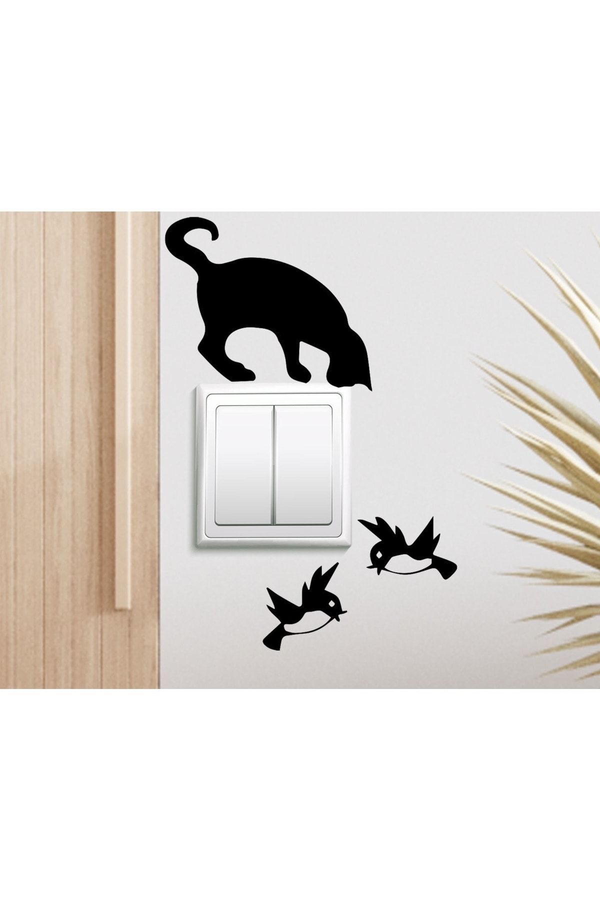 Bk Home Dekor Bk Home Kuşlar Ve Kedi Tasarımlı Duvar Sticker-1