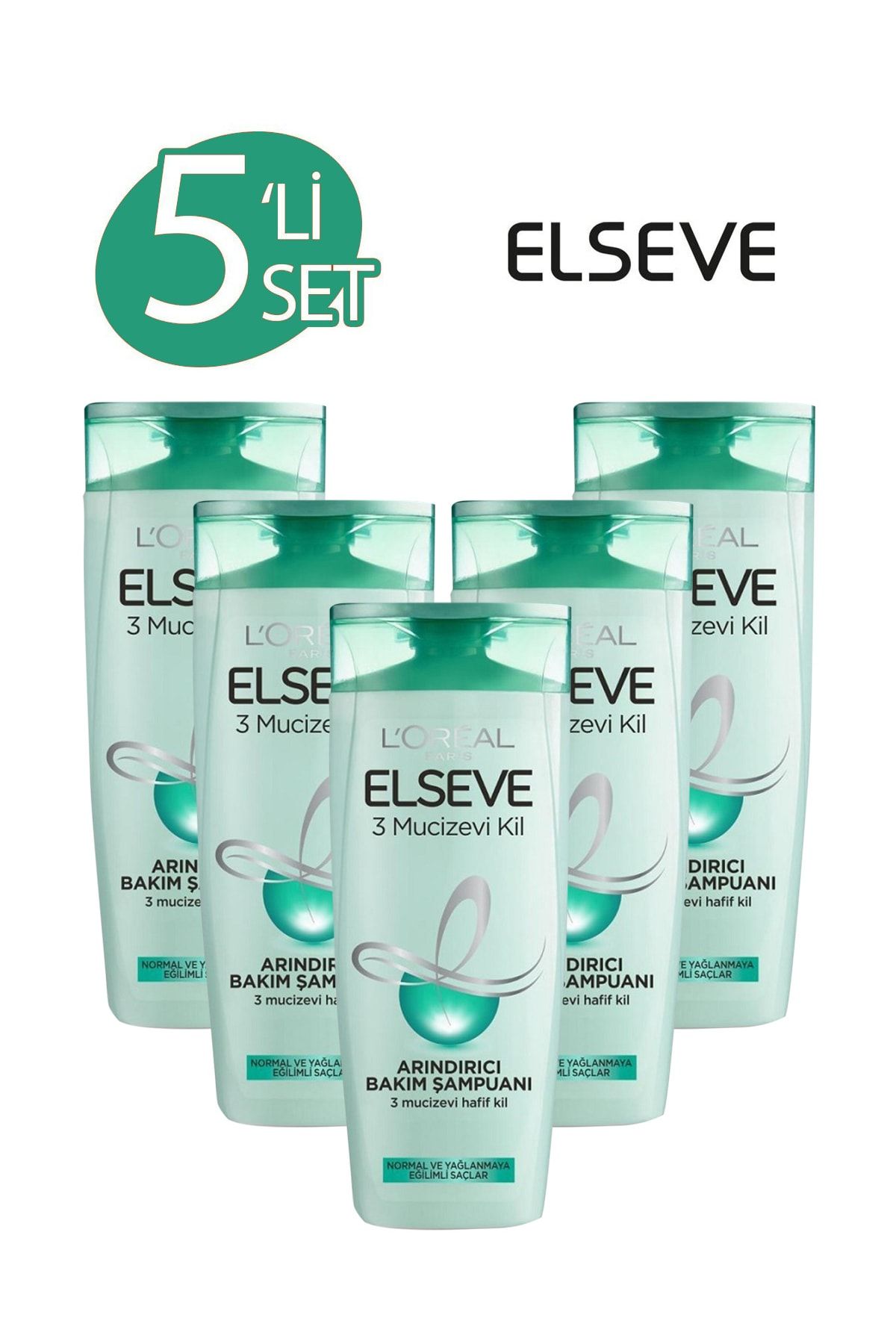 Elseve 3 Mucizevi Kil Ağırlaştırmayan Şampuan 360 Ml / 5 Li Set