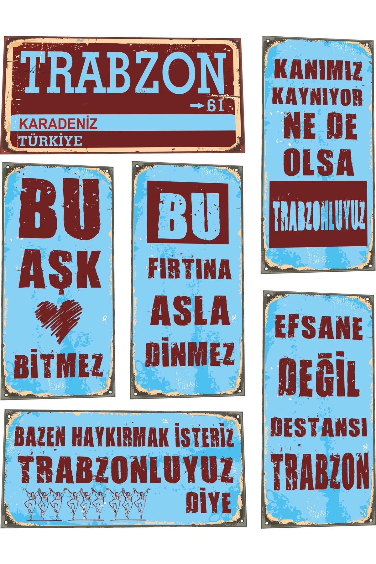 Hayat Poster Trabzon 6lı Mini Retro Ahşap Poster Seti