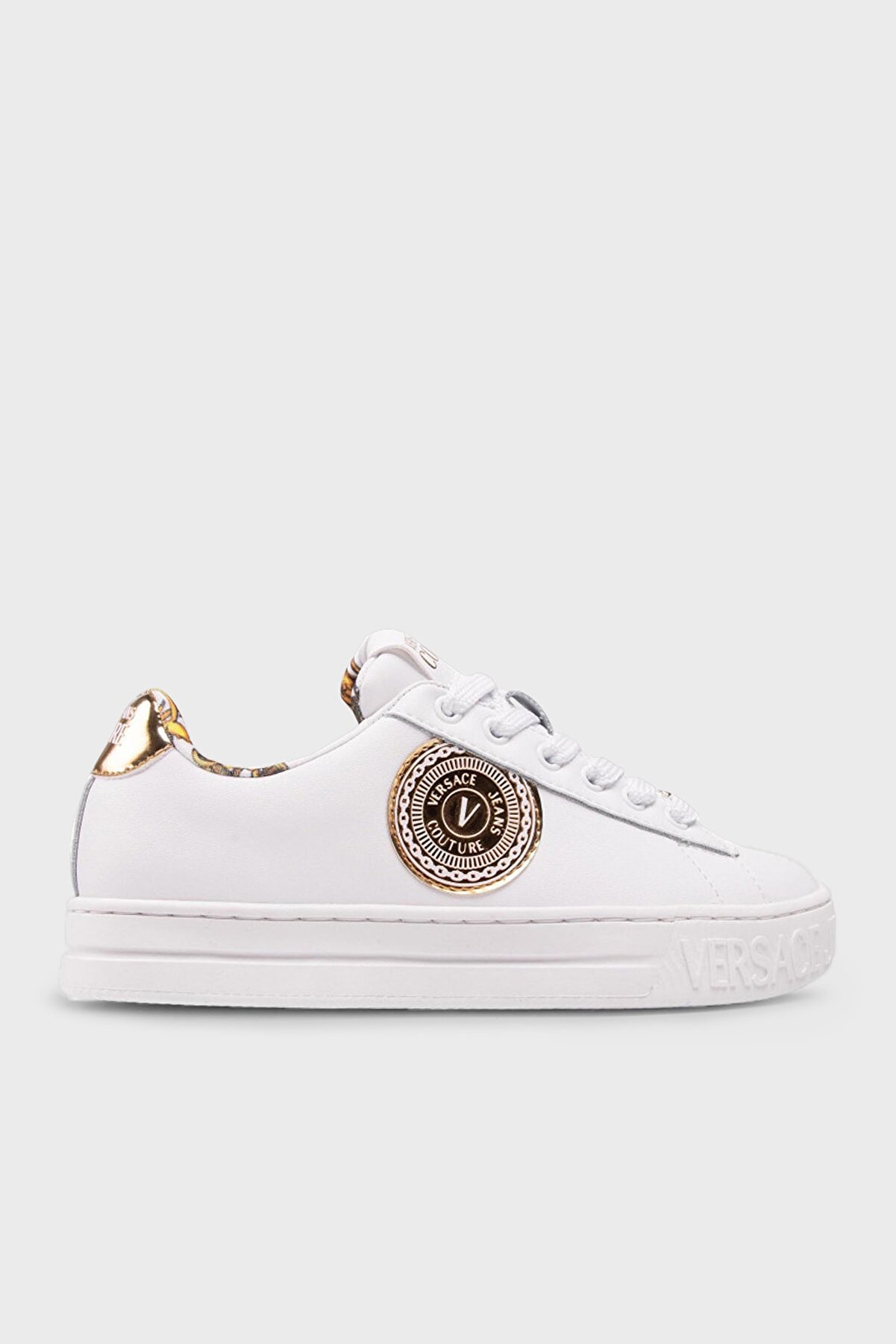 Versace Couture Logolu Bağcıklı Hakiki Deri Sneaker Ayakkabı Kadın Ayakkabı 71va3sk6 Zp014 003 71VA3SK6 ZP014 003