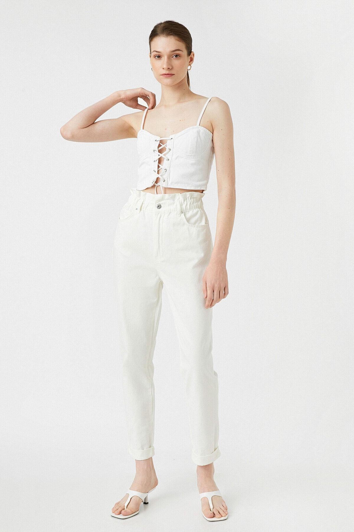 Koton Kadın Kırık Beyaz Jeans 2YAK47004MW