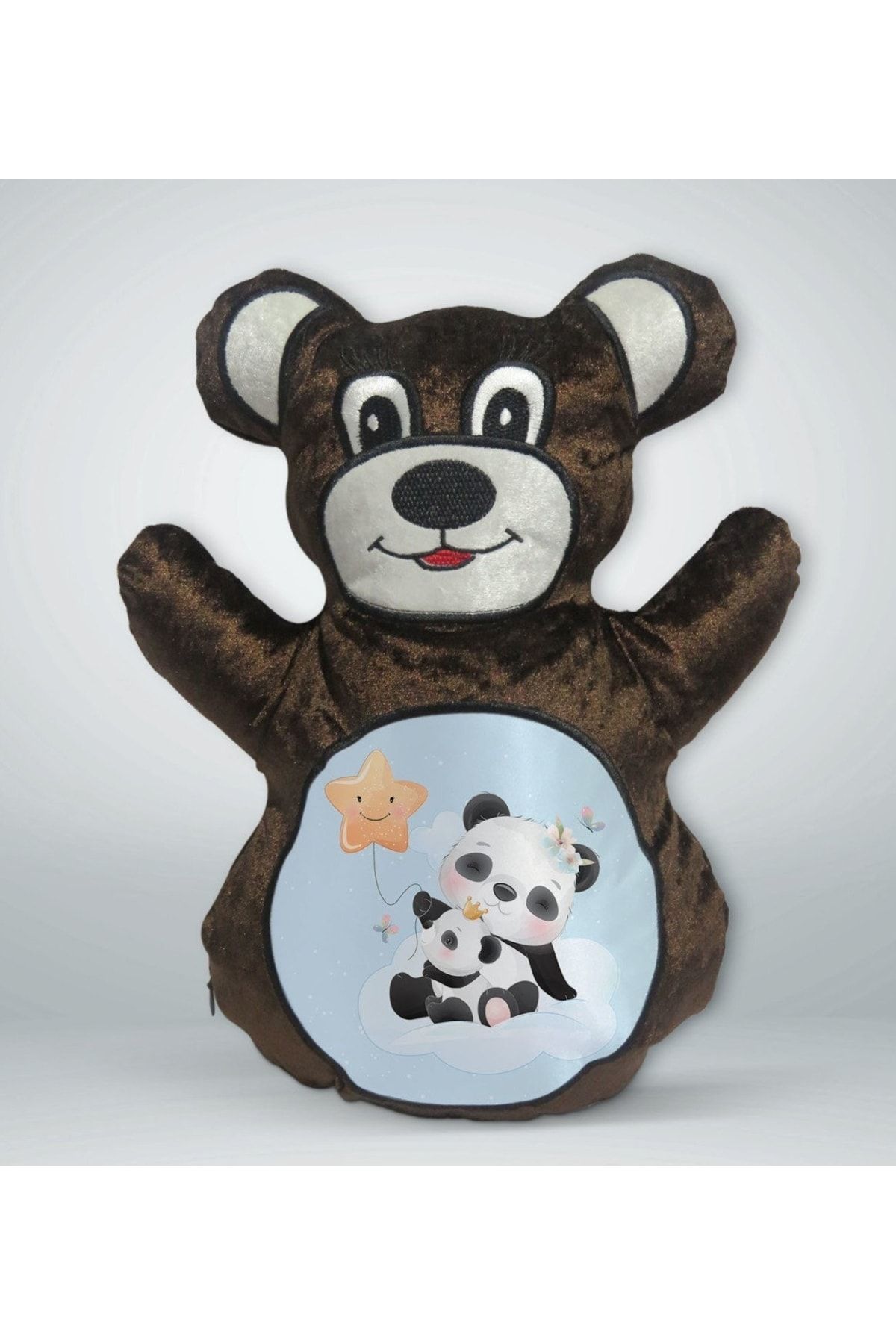 Bk Gift Gift Sevimli Pandalar Tasarımlı Kahverengi Ayıcık Yastık-4