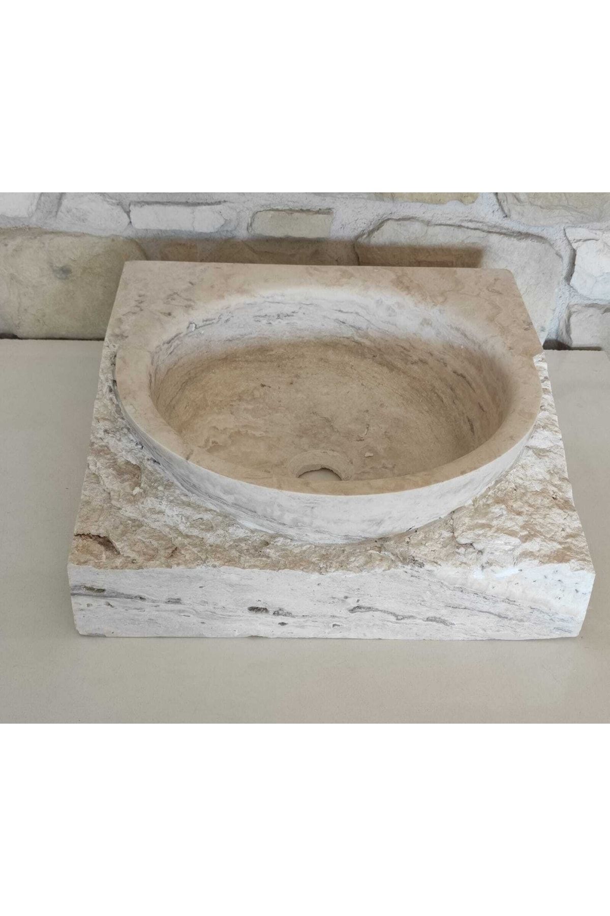 Polen Stone Kaya Modeli Silver Traverten Lavabo