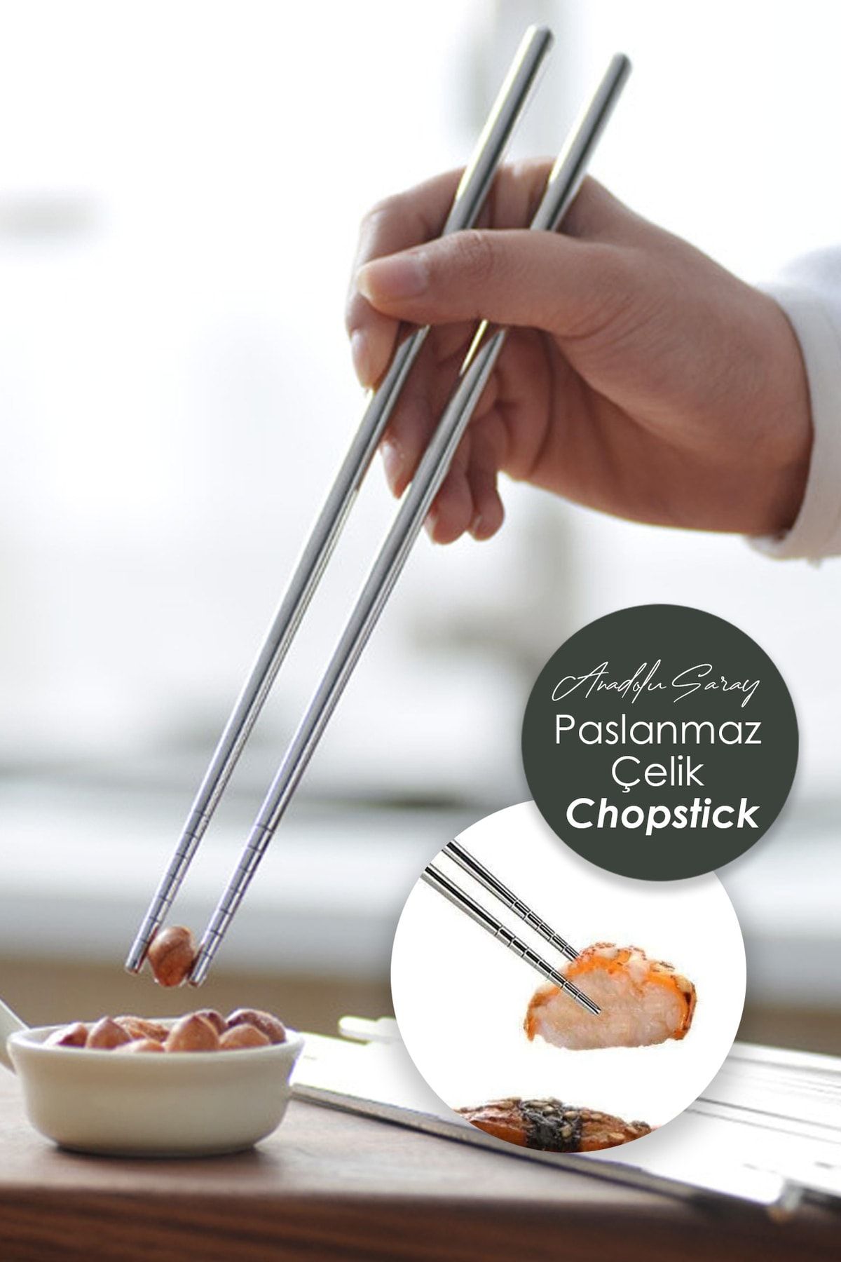 Anadolu Saray Çarşısı Pratik 1 Çift Metal Paslanmaz Çelik Kore Çin Chopsticks Yemek Çubuğu | Metal Çelik Chopstick