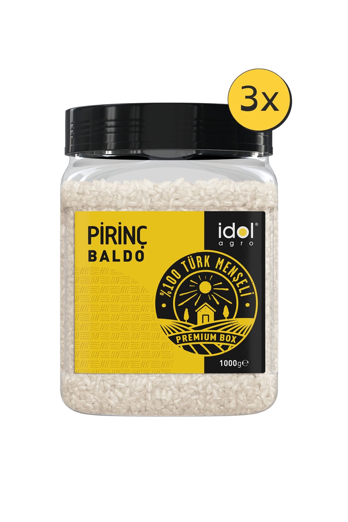 idolagro Yerli Baldo Pirinç - 3 Adet Premium Pet Box X 1000 Gr