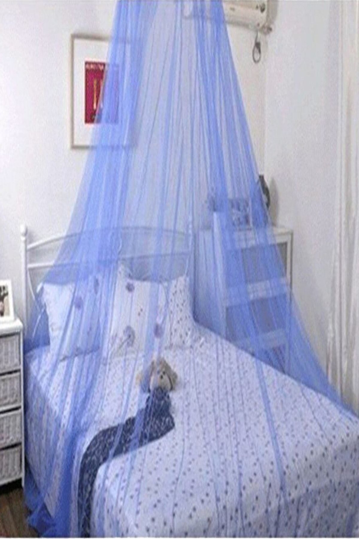 Çt Çeyizci Tekstil Renkli Cibinlik, Yatak Odası, Bebek Odası, Beşik Cibinliği, Yatak Sineklik - Mavi