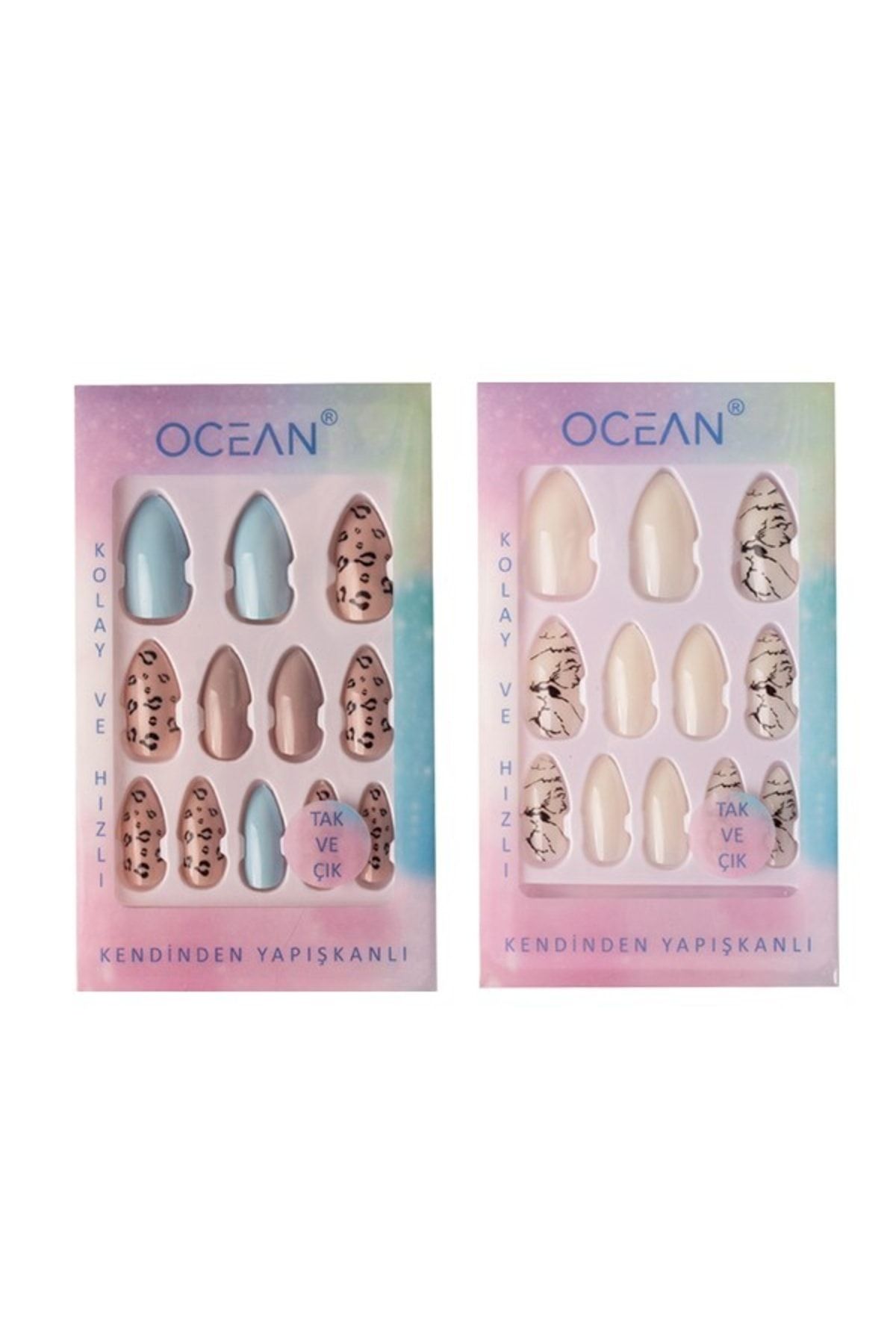 Ocean Takma Tırnak Seti, Yapışkanlı, Kolay Uygulanabilir 2'li Set