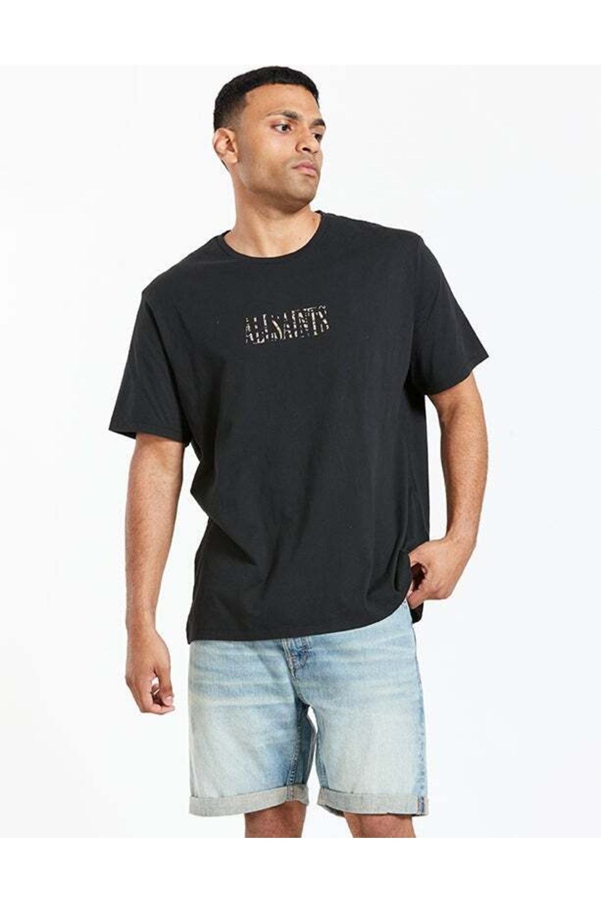 AllSaints Stamp Camo Crew Siyah T-shirt