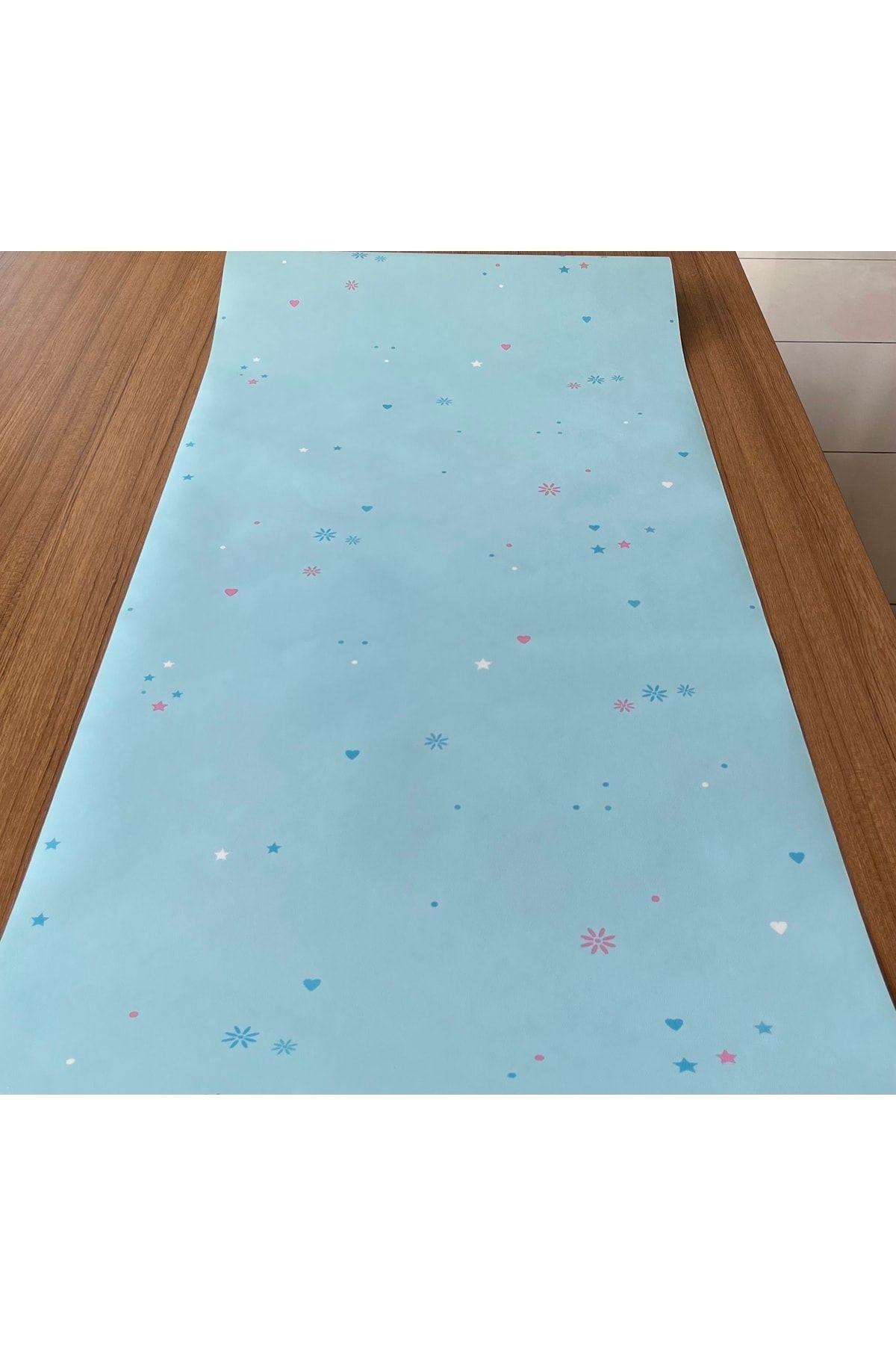 BAŞYAPI DİZAYN Açık Mavi Desenli Çocuk-bebek Odası Ithal Duvar Kağıdı (5m²)