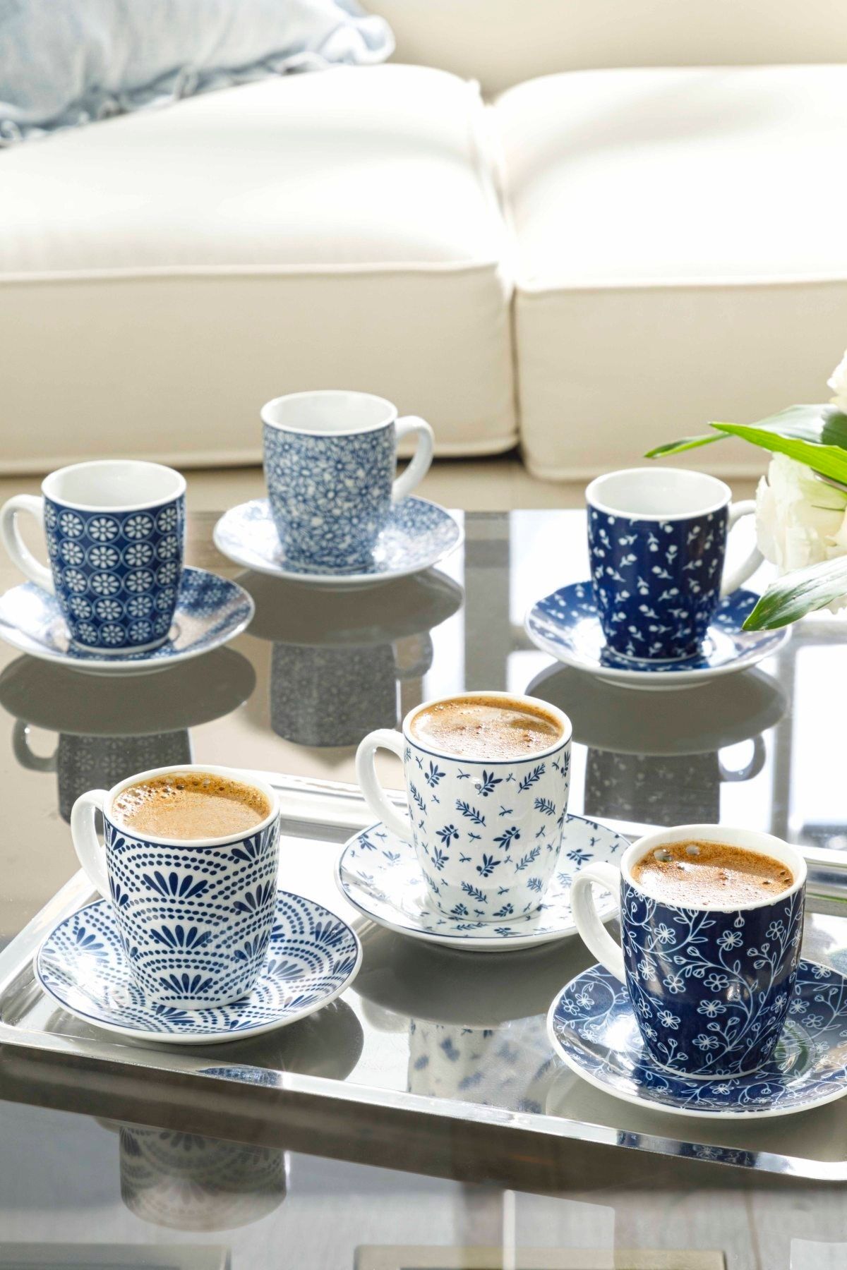 English Home Romana Porselen 6 Kişilik Kahve Fincan Takımı 100 ml Lacivert