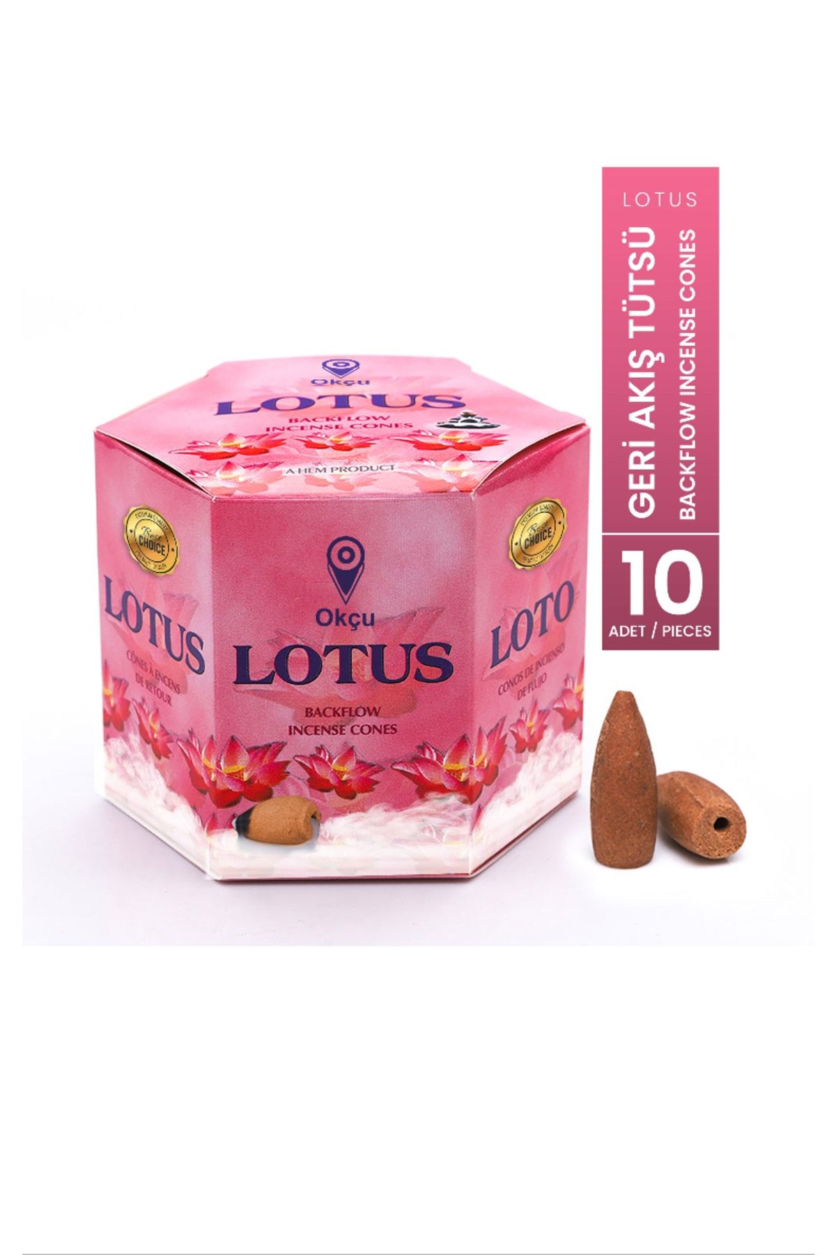Okçu Lotus Loto Geri Akış Tütsü Şelale Konik Backflow Incense Cones 10 Adet / Cones