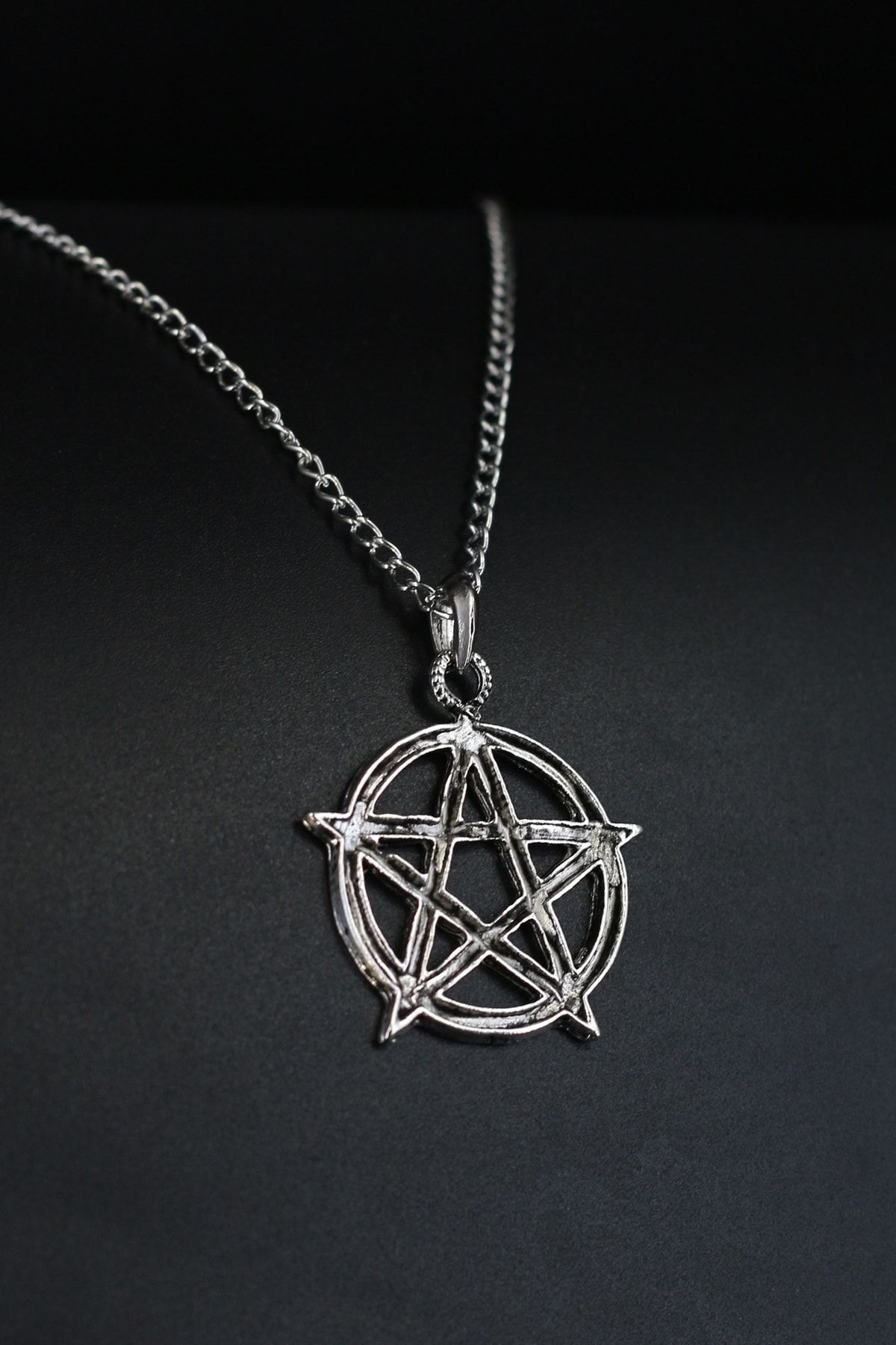 Dukkanka Pentagram Gümüş Renk Kolye