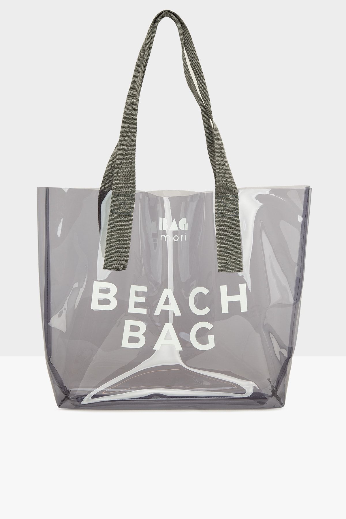 Bagmori Gri Kadın Beach Bag Baskılı Şeffaf Plaj Çantası M000007257