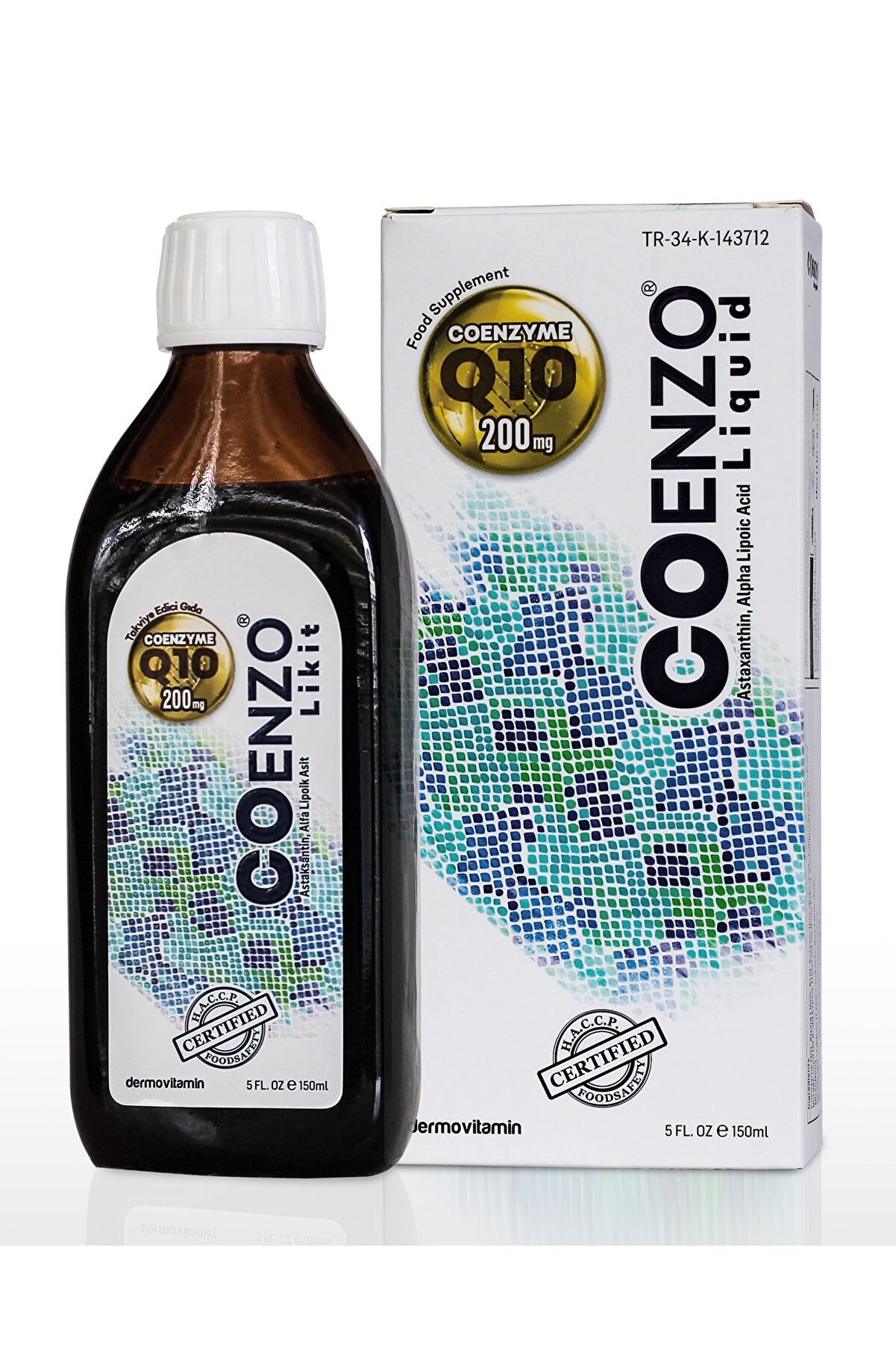 Dermovitamin Coenzo Koenzim Q10,alfa Lipoik Asit,astaksantin Içeren Likit Takviye Edici Gıda 150 ml