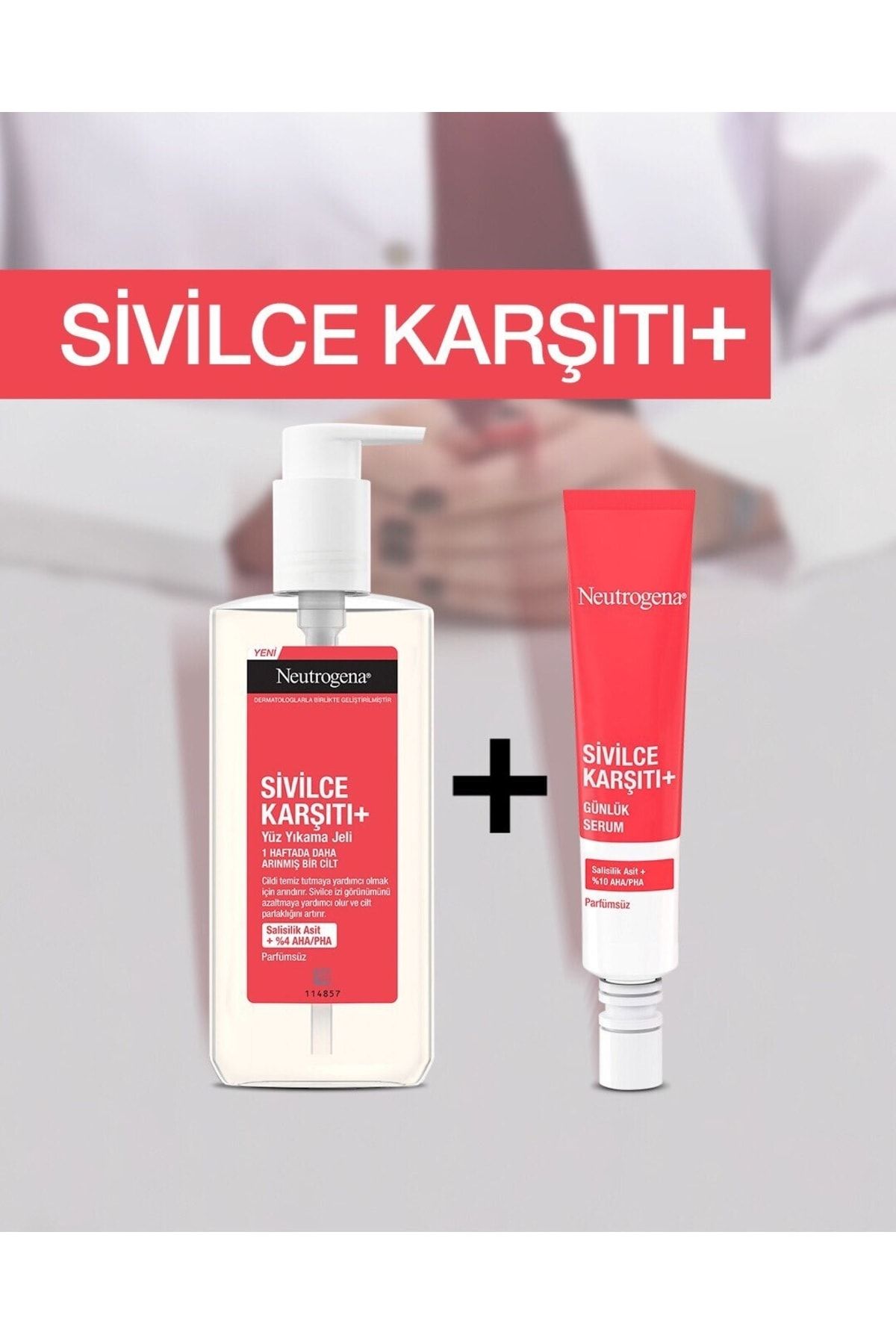 Neutrogena Sivilce Karşıtı Yüz Yıkama Jeli 200 ml Sivilce Karşıtı Günlük Serum 30 ml