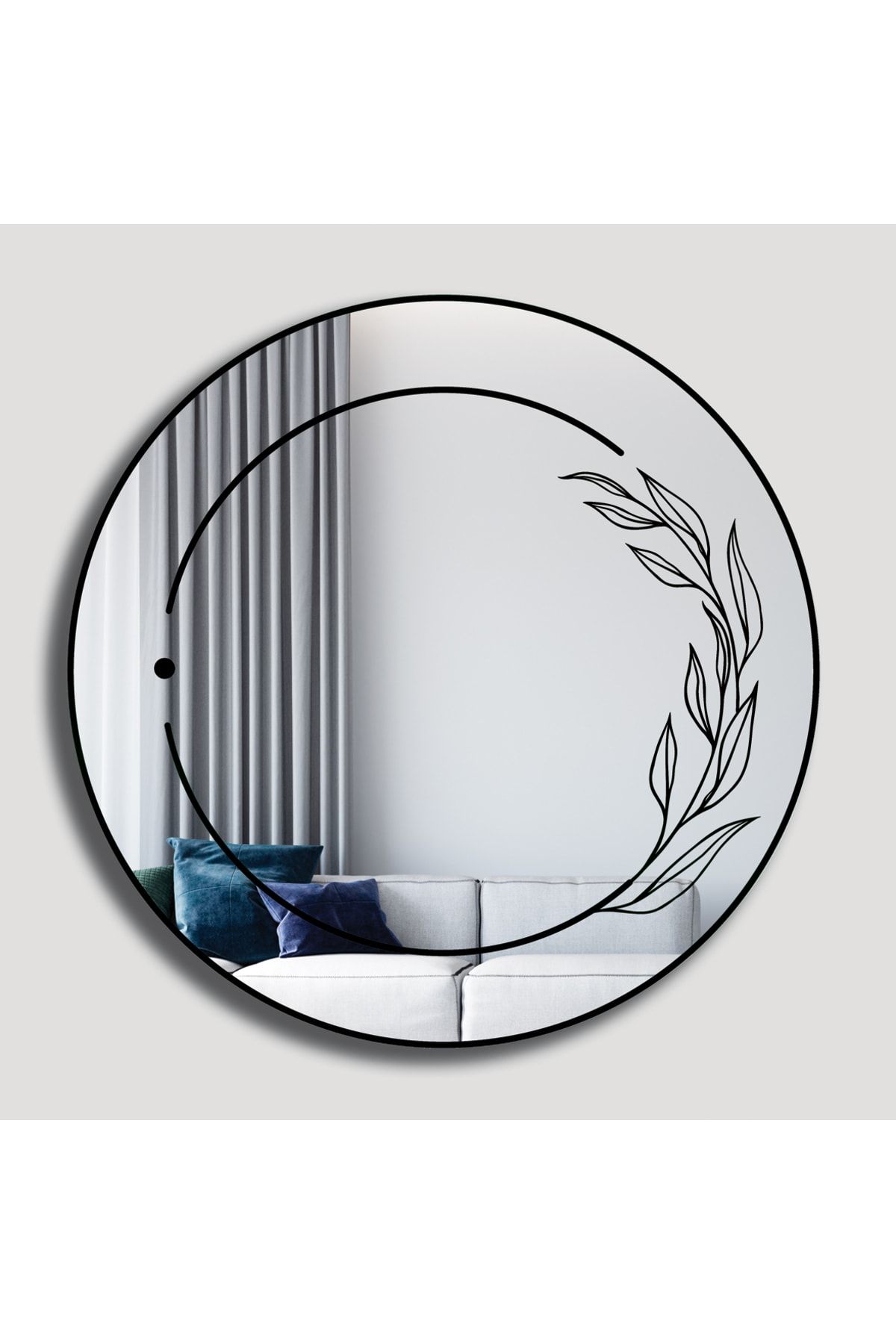 Alfista Art 50cm Dekoratif Desenli Yuvarlak Konsol Dresuar Banyo Aynası Imza Modeli