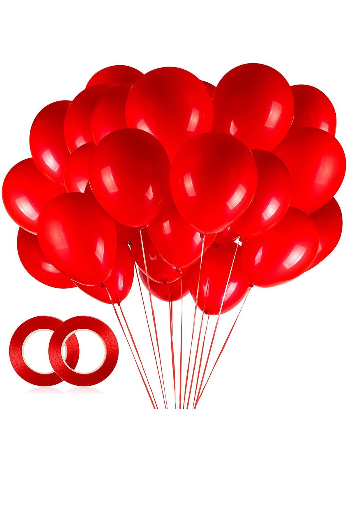 ELGALA Balon Parlak Metalik Helyum Balon 10 Adet Kırmızı Renk