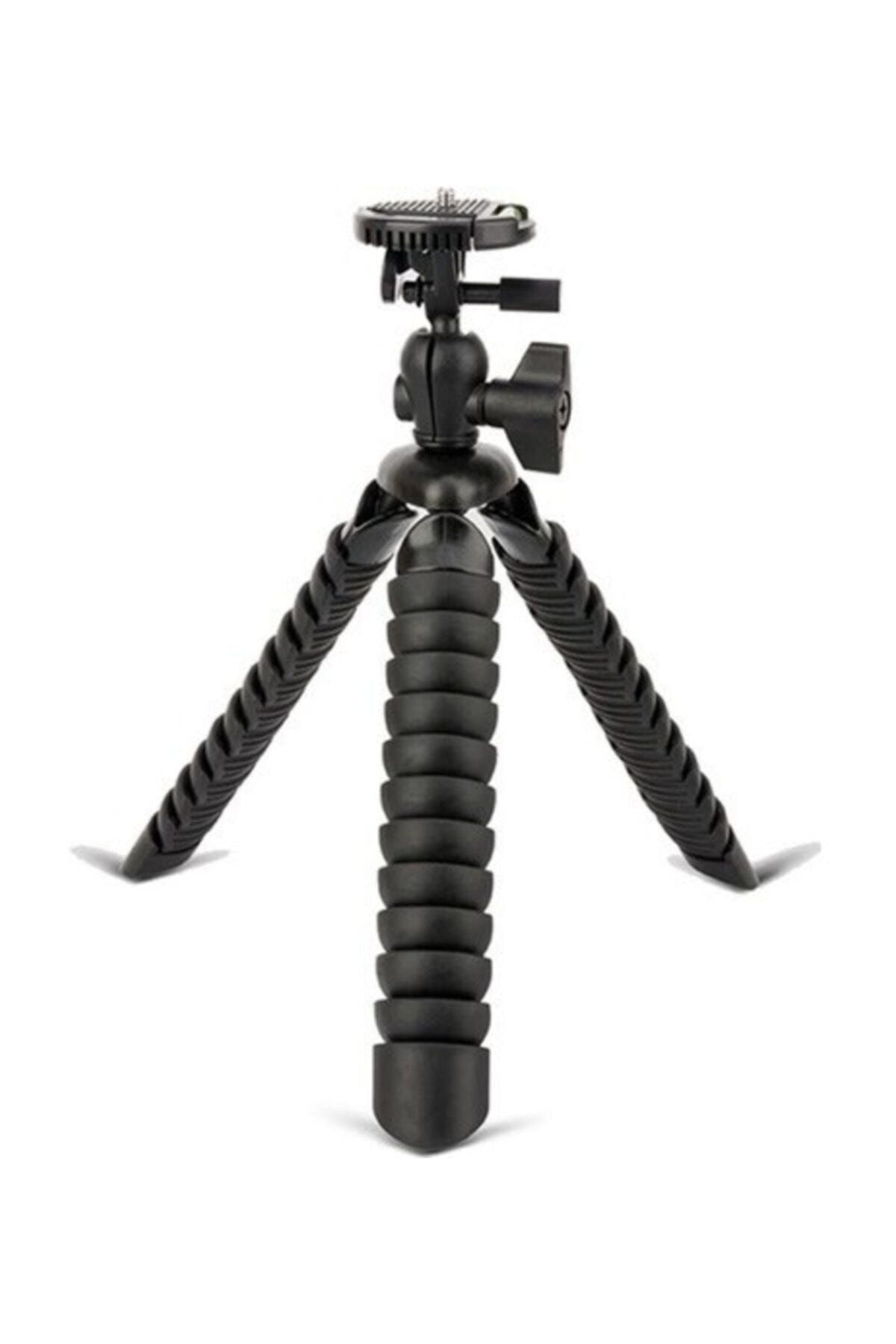 Asfal Akrobat Silikon Ayaklı Kaymaz Su Terazili Telefon Dslr Kamera 3 Ayaklı Ahtapot Tripod Siyah