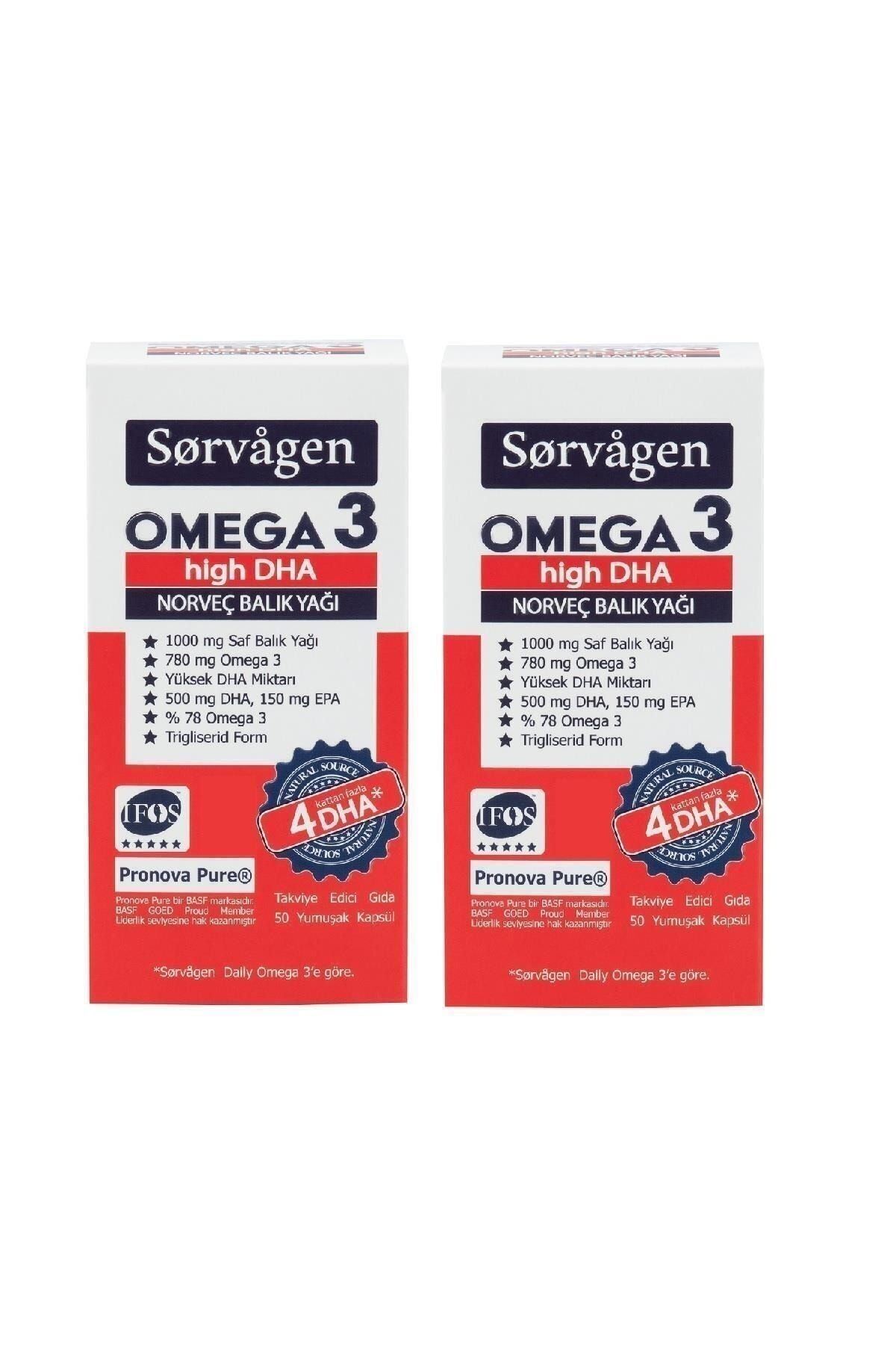 Sorvagen Omega 3 High Dha Saf Norveç Balık Yağı, 50 Kapsül, 1000 Mg - 2 Adet