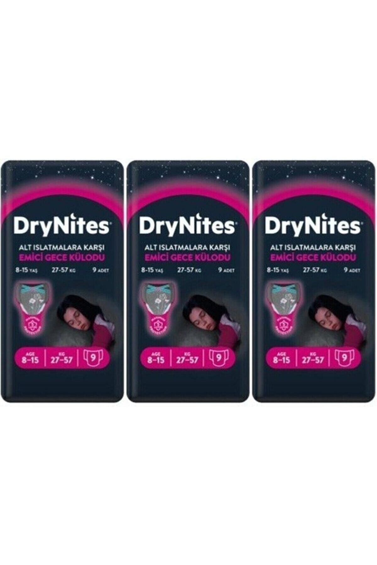 DryNites Kız Emici Gece Külodu 8-15 Yaş 9'lu X 3 Paket 27 Adet