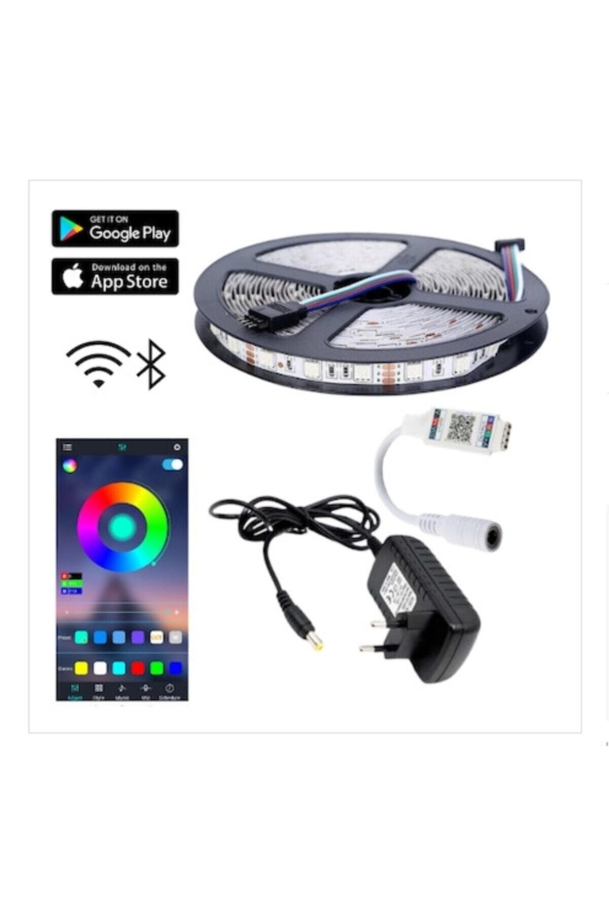 Masiva Bluetooth Özellikli Rgb Şerit Led - 10 Metre 5050 Smd Iç Mekan 3 Çip Sese Ve Müziğe Duyarlı