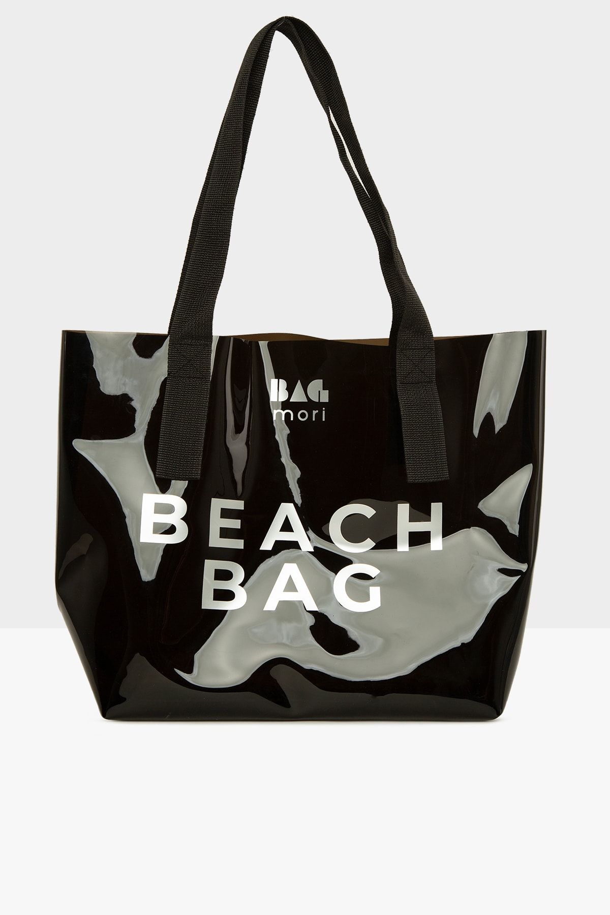 Bagmori Siyah Kadın Beach Bag Baskılı Şeffaf Plaj Çantası M000007257