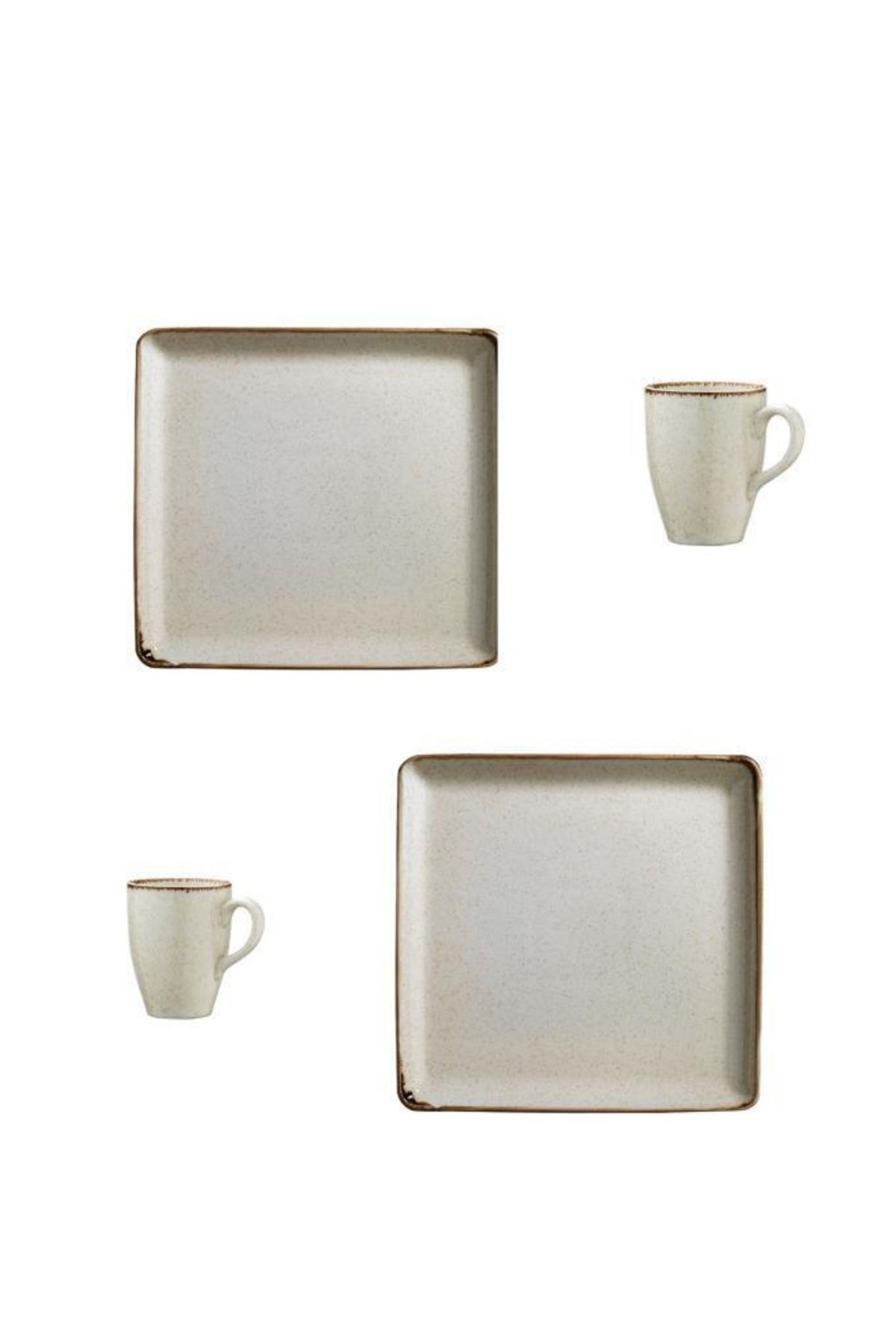 Kütahya Porselen 19 Cm Kahvaltı-pasta Tabağı Ve Mug-kupa Seti 2 Kişilik 4 Parça